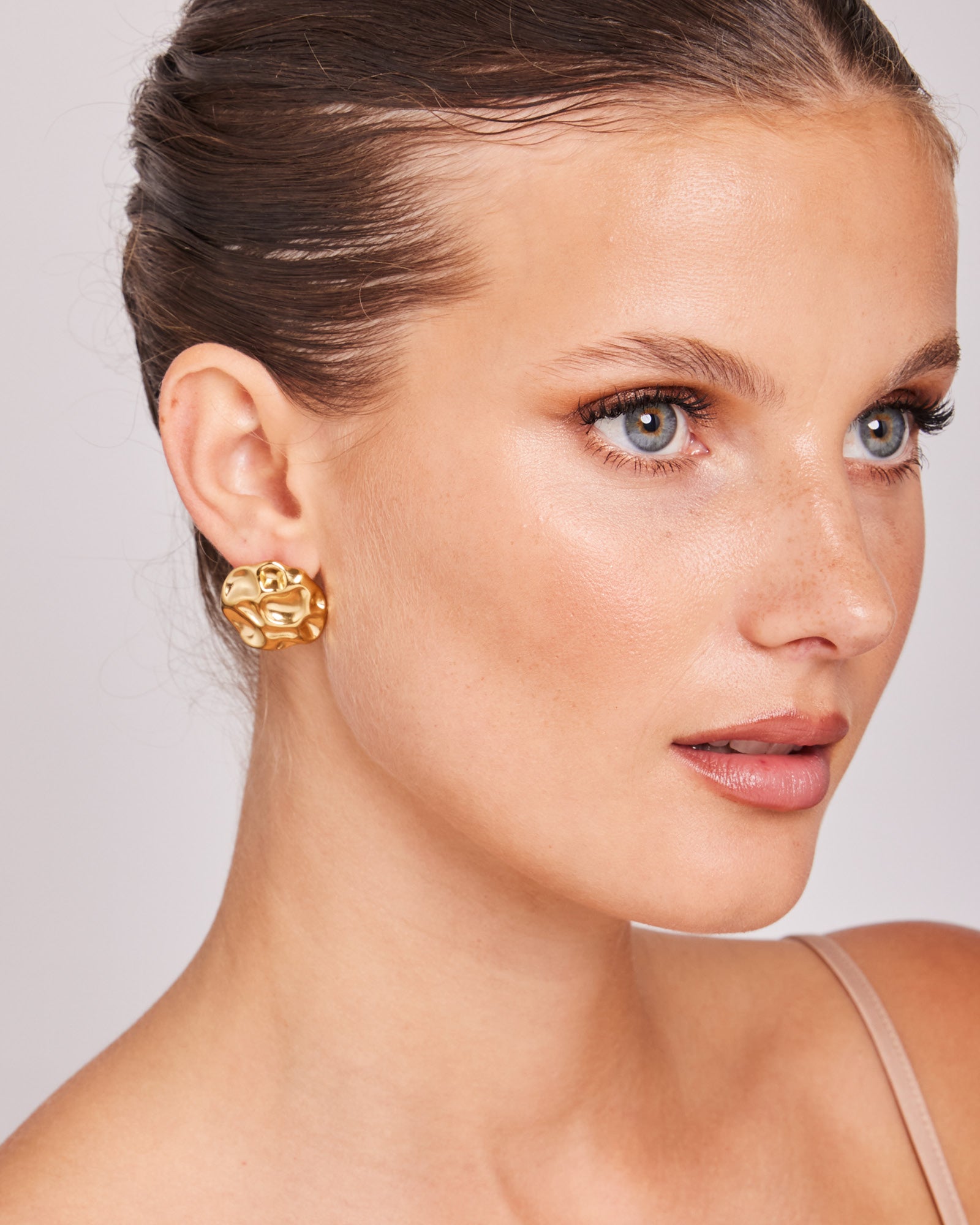 Statement Round Hammered Texture Stud Earrings | Zoe Olivia Jewellery Australia