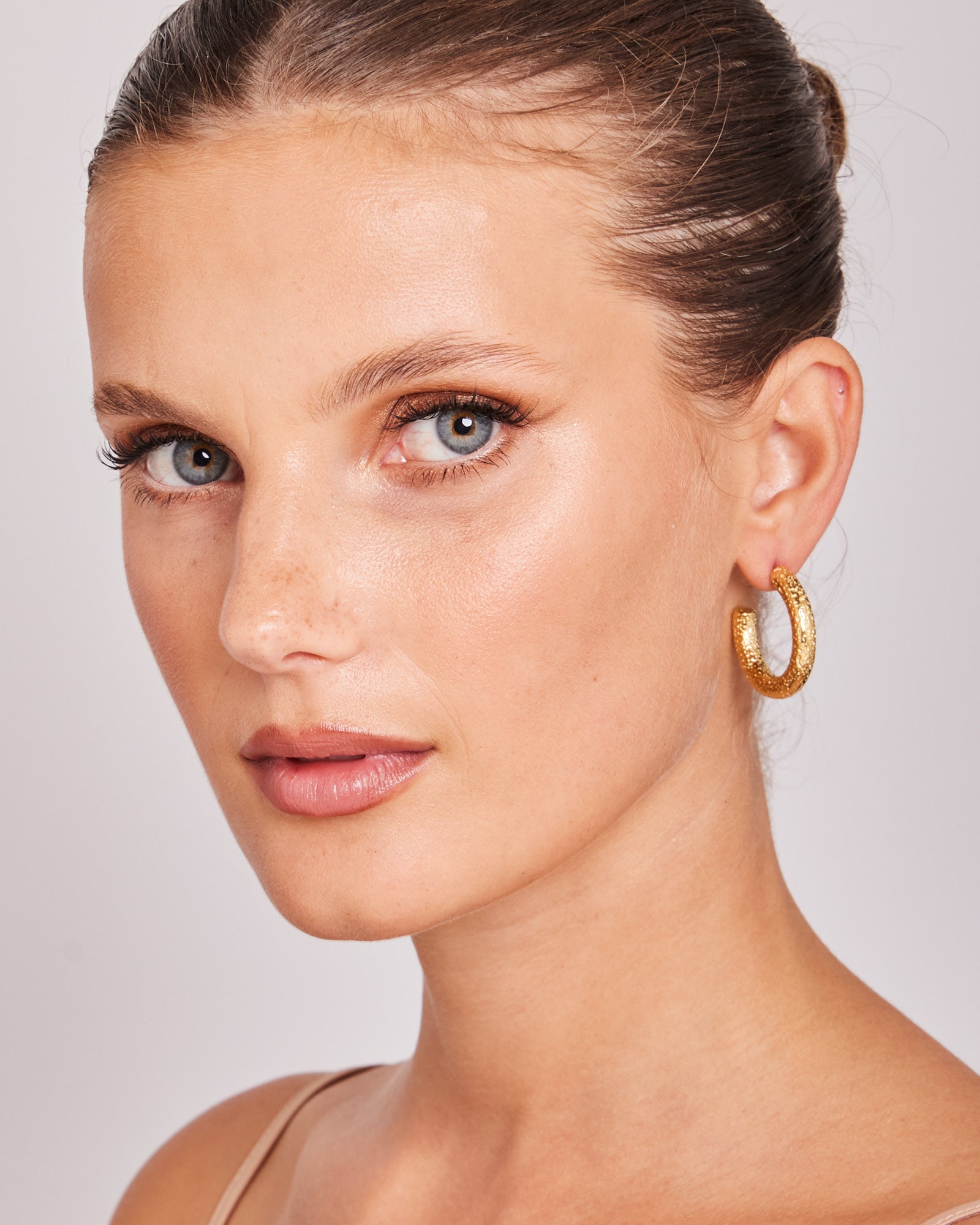 Texture C Shaped Textured Stud Hoops | Zoe Olivia Jewellery Australia