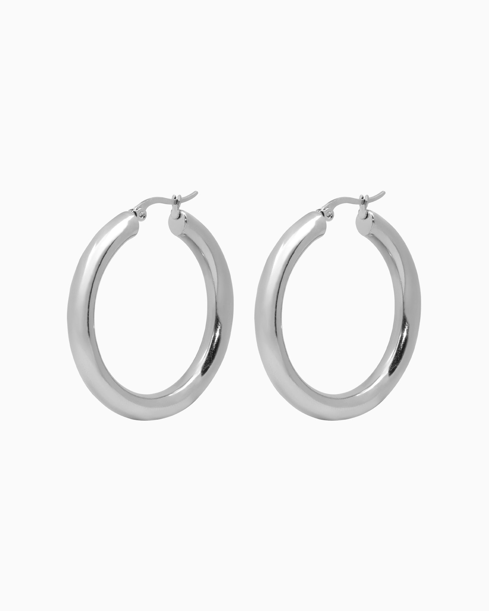 Aurelia Classic Round Hoops in Silver 41mm | Zoe Olivia Jewellery Australia