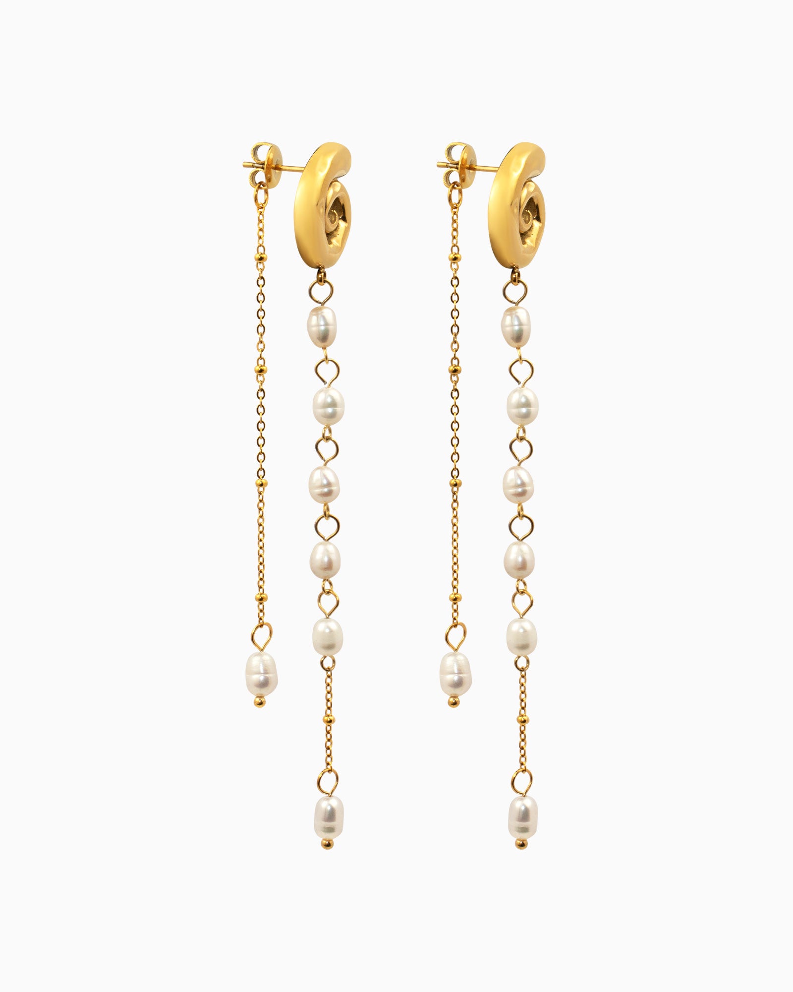 Solara Spiral Tiered Pearl Drop Stud Earrings | Zoe Olivia Jewellery Australia
