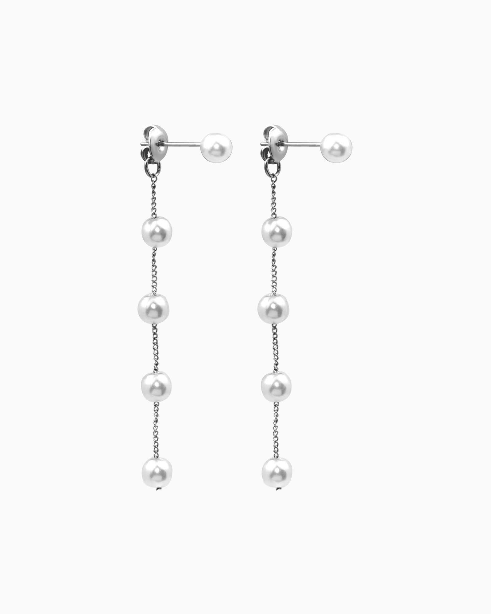 Luna Classic Pearl Drop Stud Earrings in Silver | Zoe Olivia Jewellery Australia