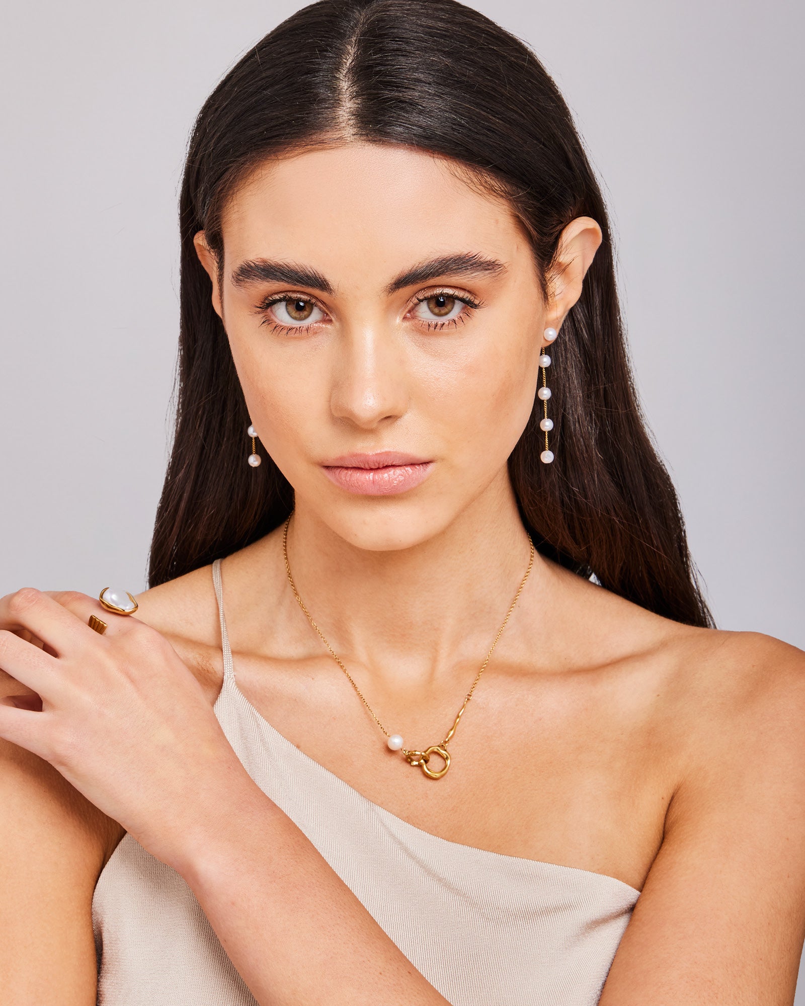 Luna Irregular Shaped Pearl Adjustable Ring | Zoe Olivia Jewellery Australia