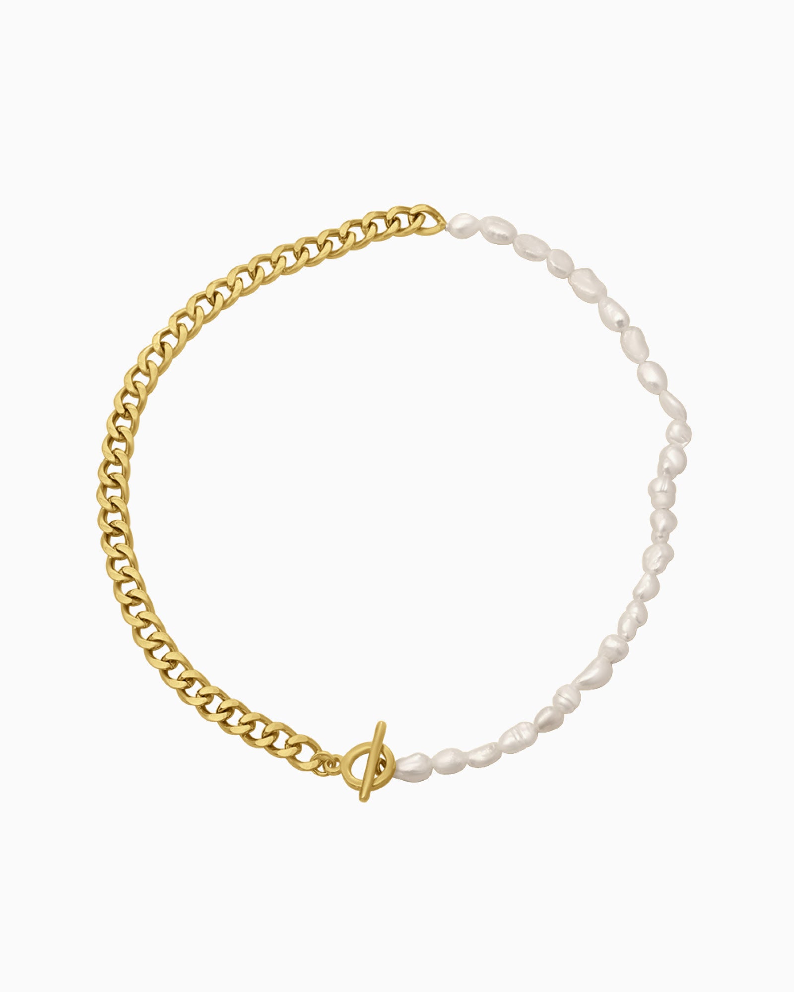Opaline Freshwater Pearl Half Chain Statement FOB Necklace