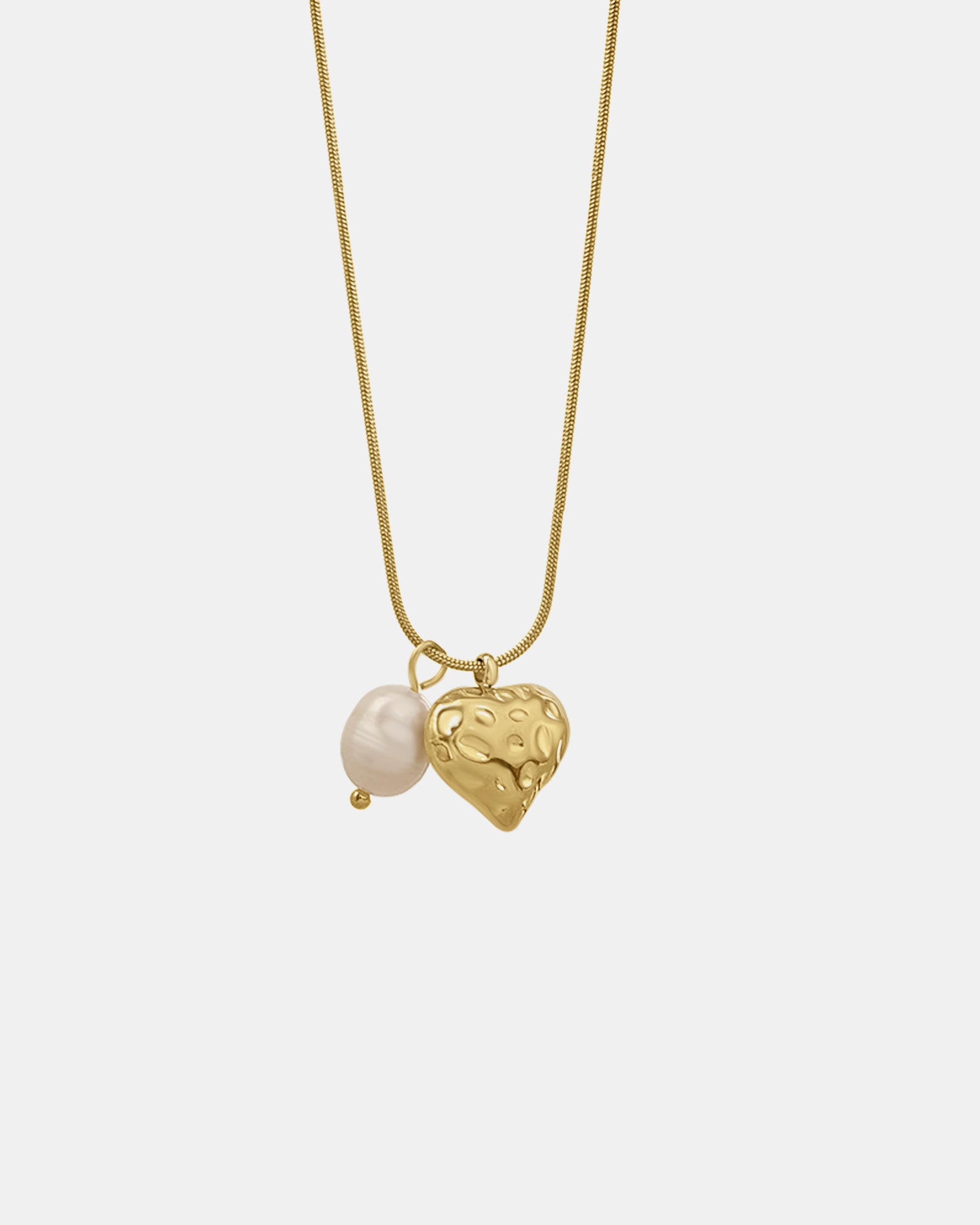 Opaline Hammered Heart & Pearl Necklace | Zoe Olivia Jewellery Australia