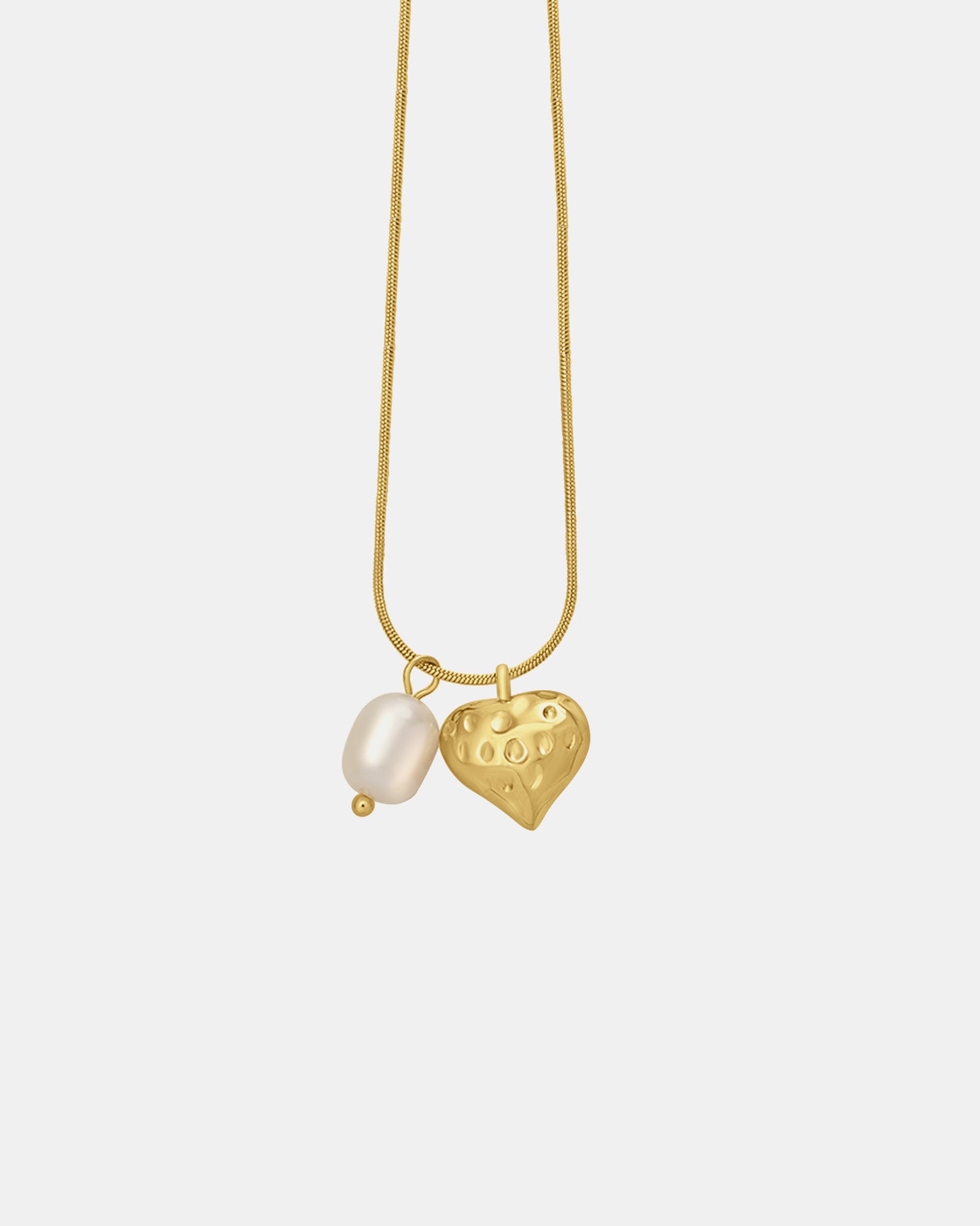 Opaline Hammered Heart & Pearl Necklace | Zoe Olivia Jewellery Australia