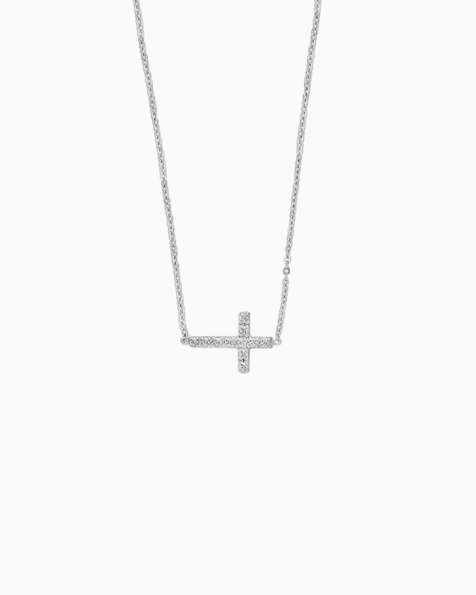 Essentials Cubic Zirconia Cross Pendant Necklace
