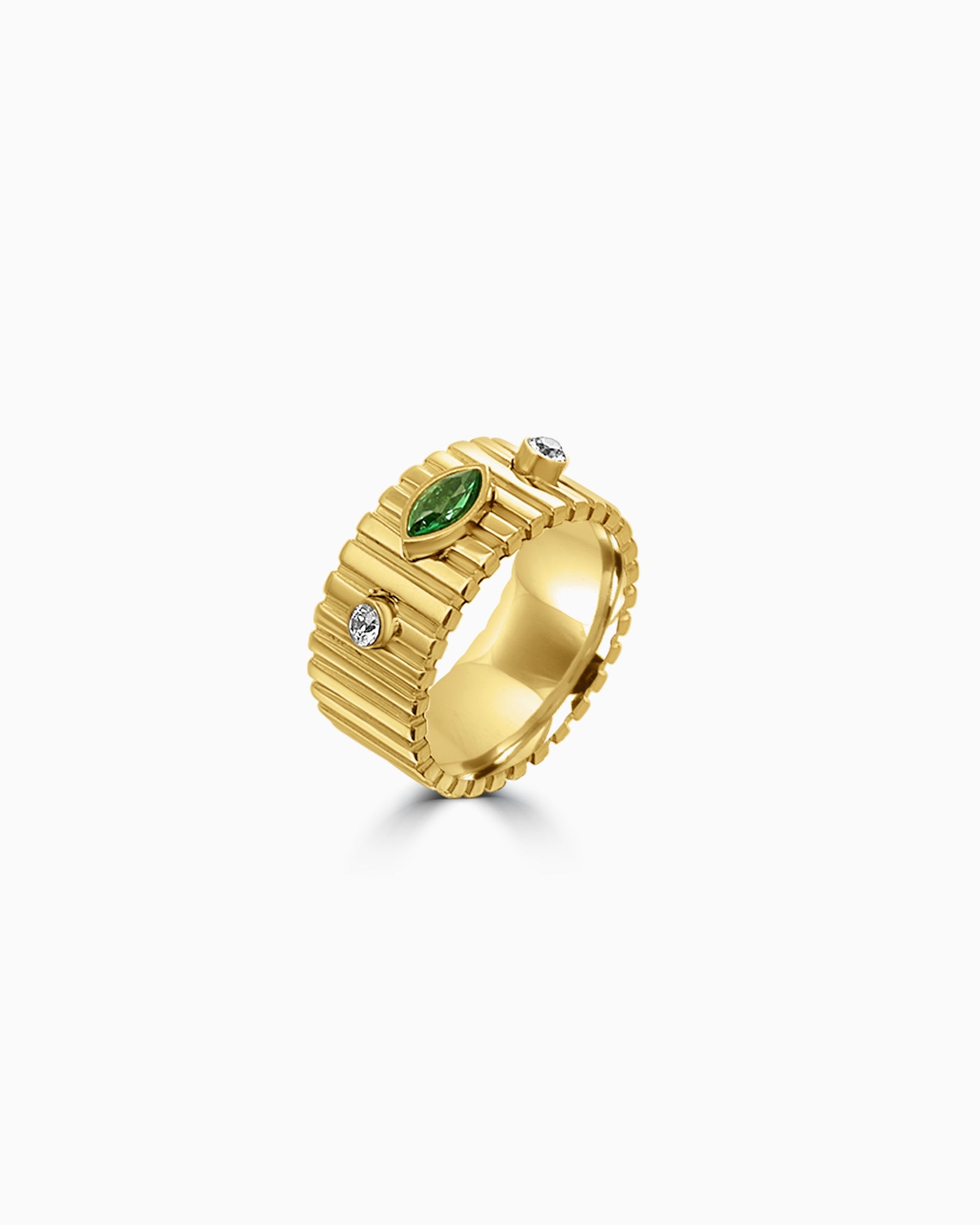 Aurora Chunky Textured Band With Cubic Zirconia