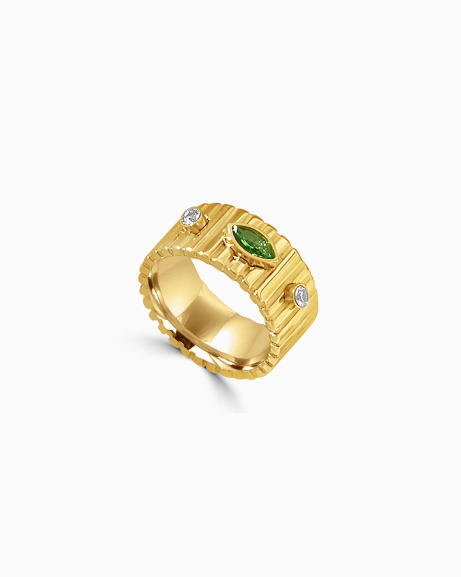 Aurora Chunky Textured Band With Cubic Zirconia