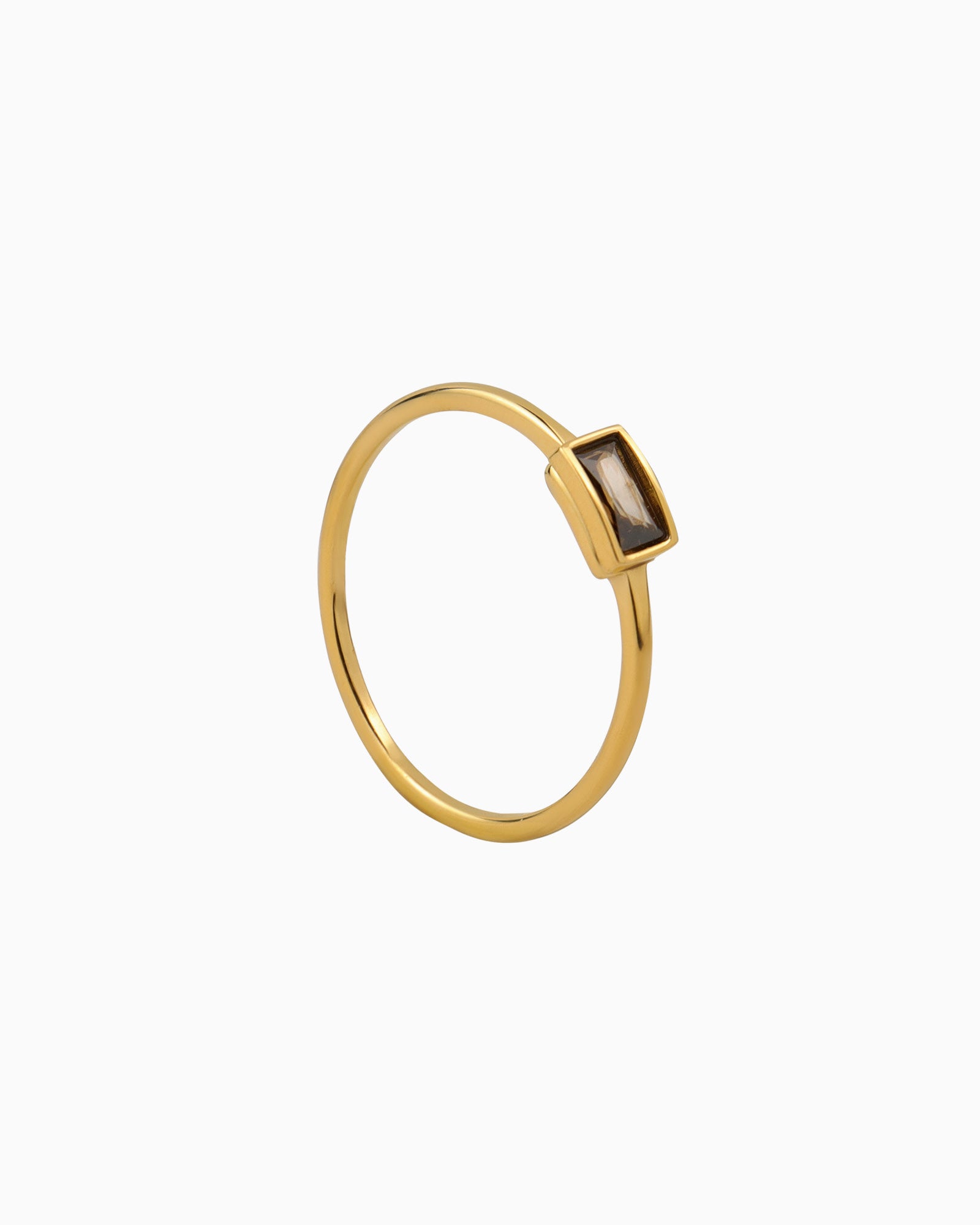 Cubic Zirconia & Texture Gold Ring Set