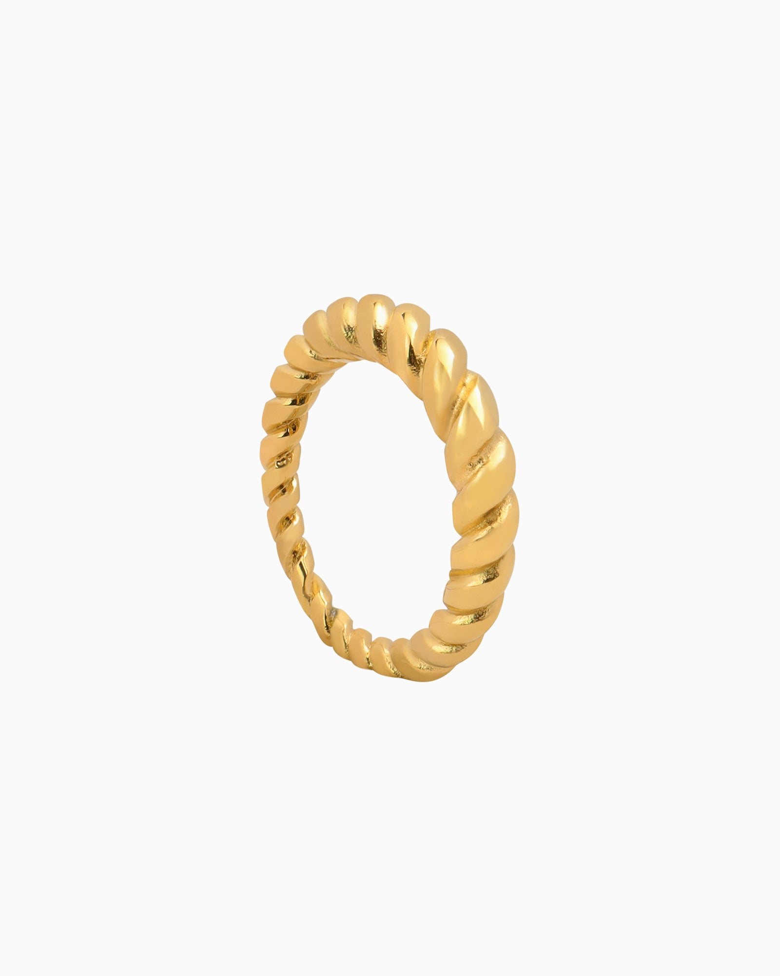 Cubic Zirconia & Texture Gold Ring Set