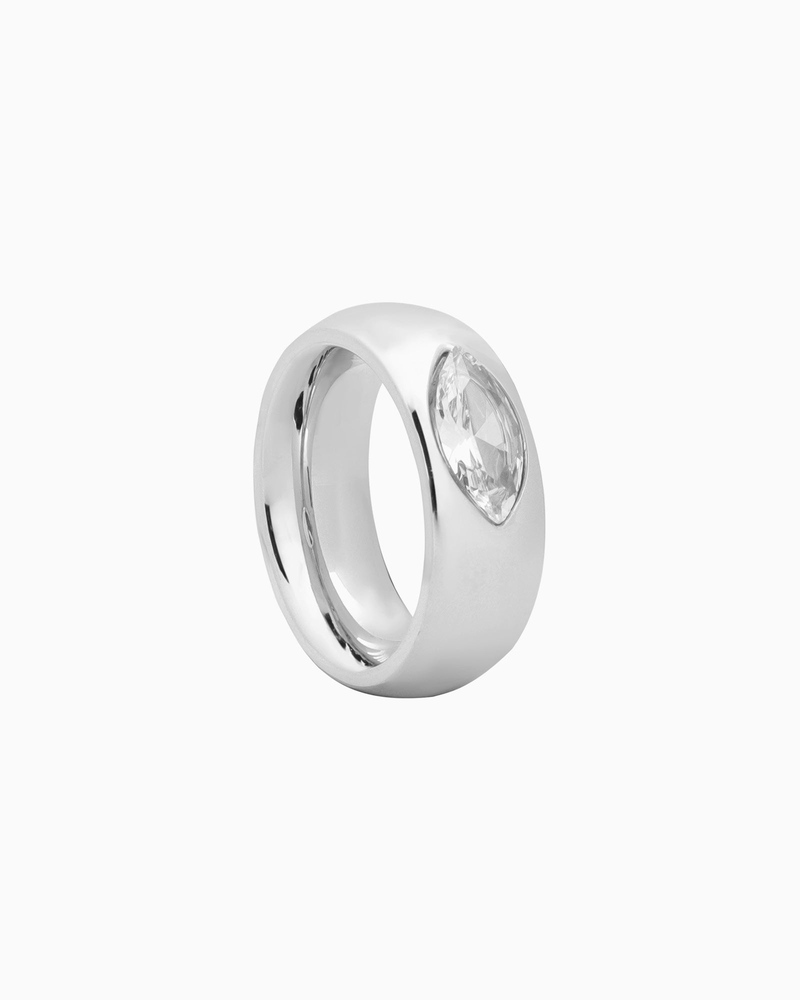 Silver Cubic Zirconia Dome & Texture Ring Set