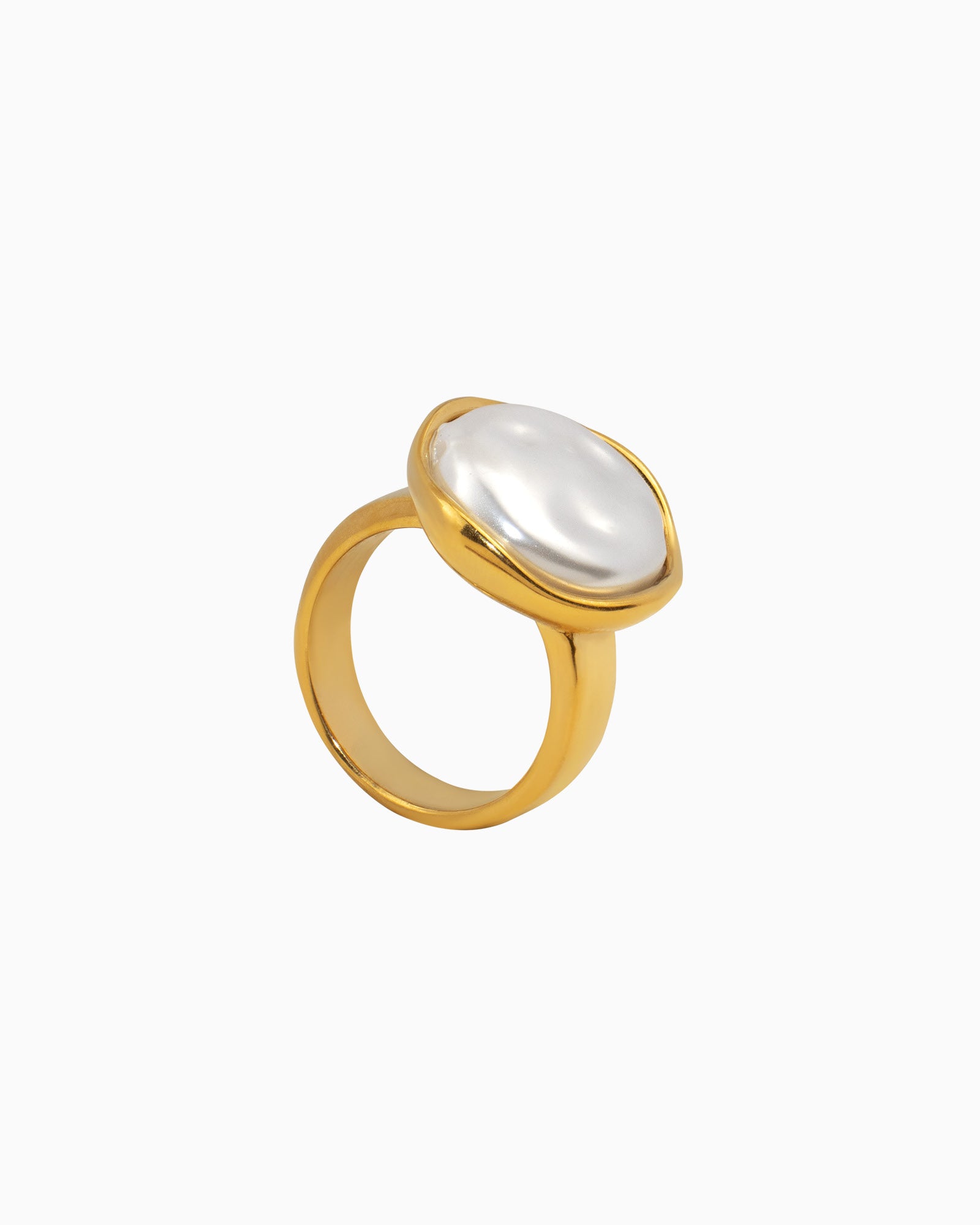 Luna Polished Flat Pearl Ring | Zoe Olivia Jewellery Australia