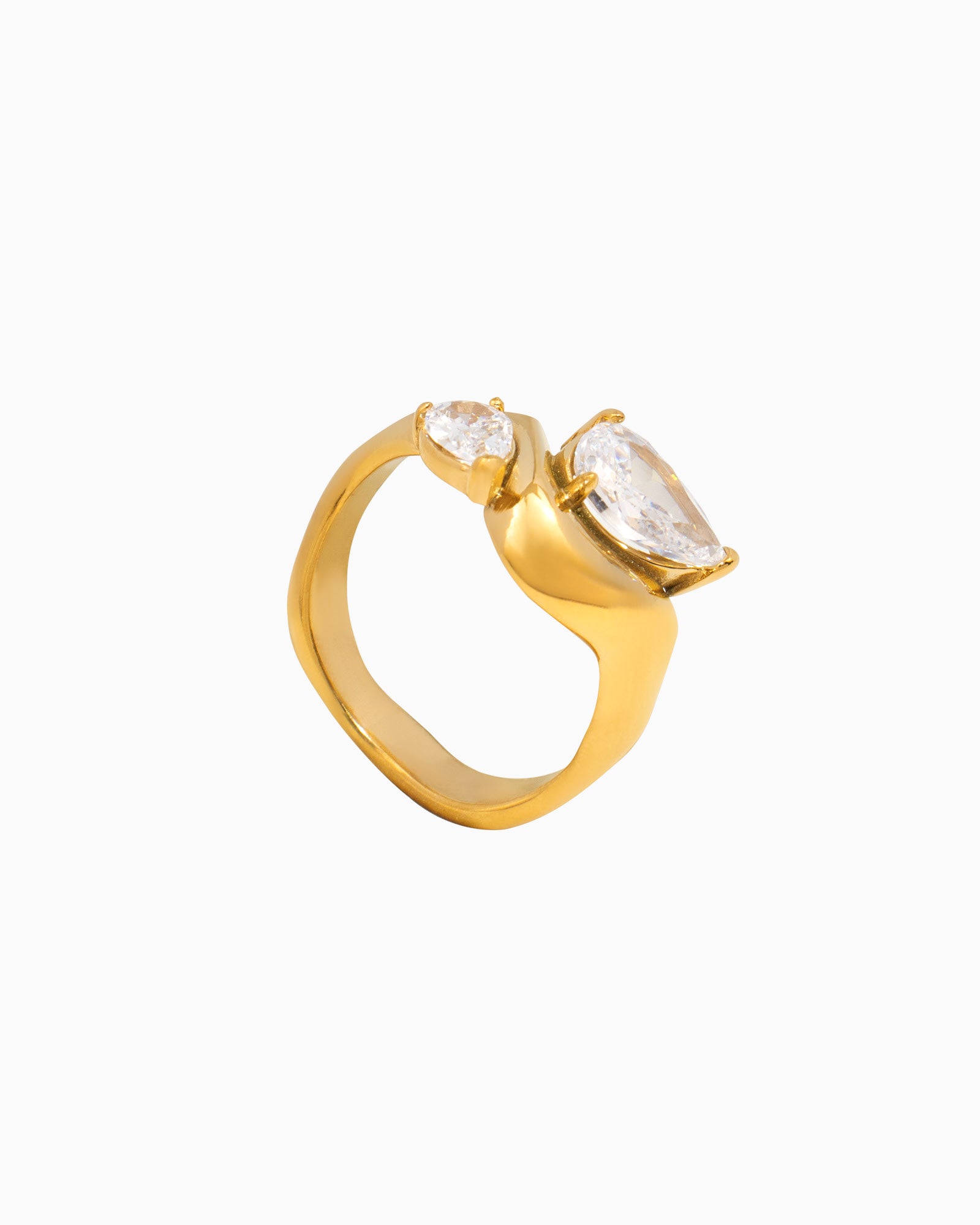 Solara Organic Thick Cubic Zirconia Wave Ring | Zoe Olivia Jewellery Australia