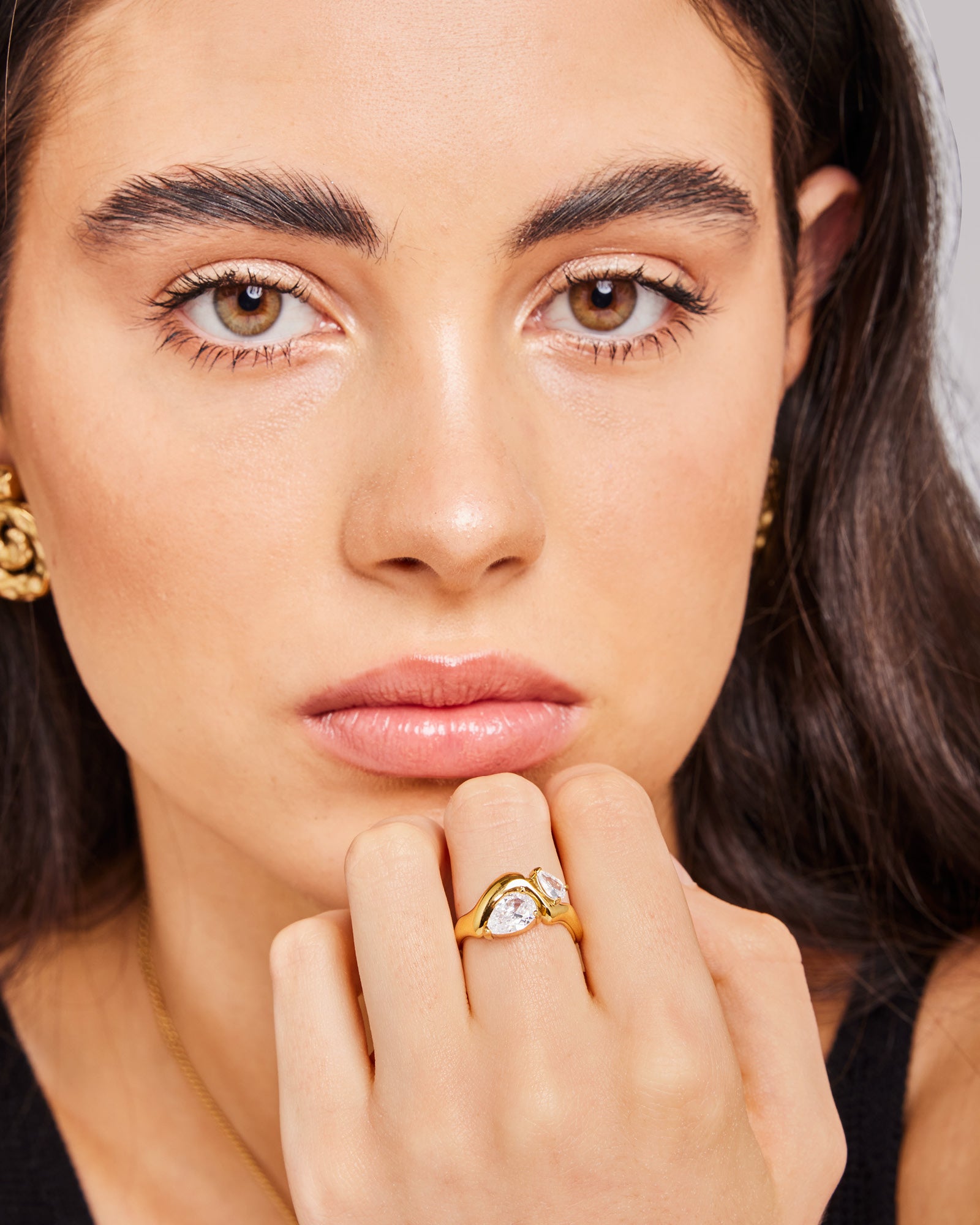 Solara Organic Thick Cubic Zirconia Wave Ring | Zoe Olivia Jewellery Australia