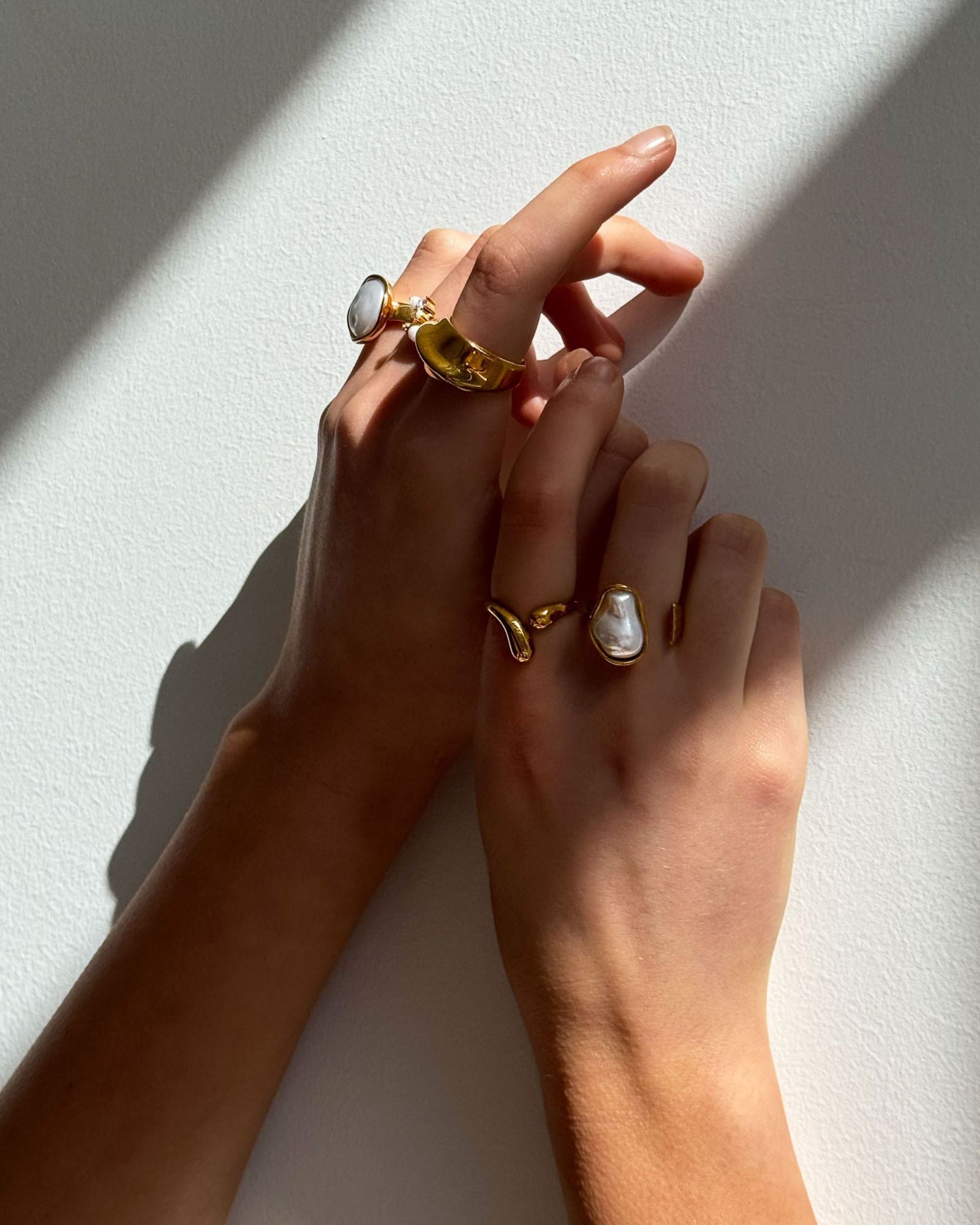 Luna Irregular Shaped Pearl Adjustable Ring