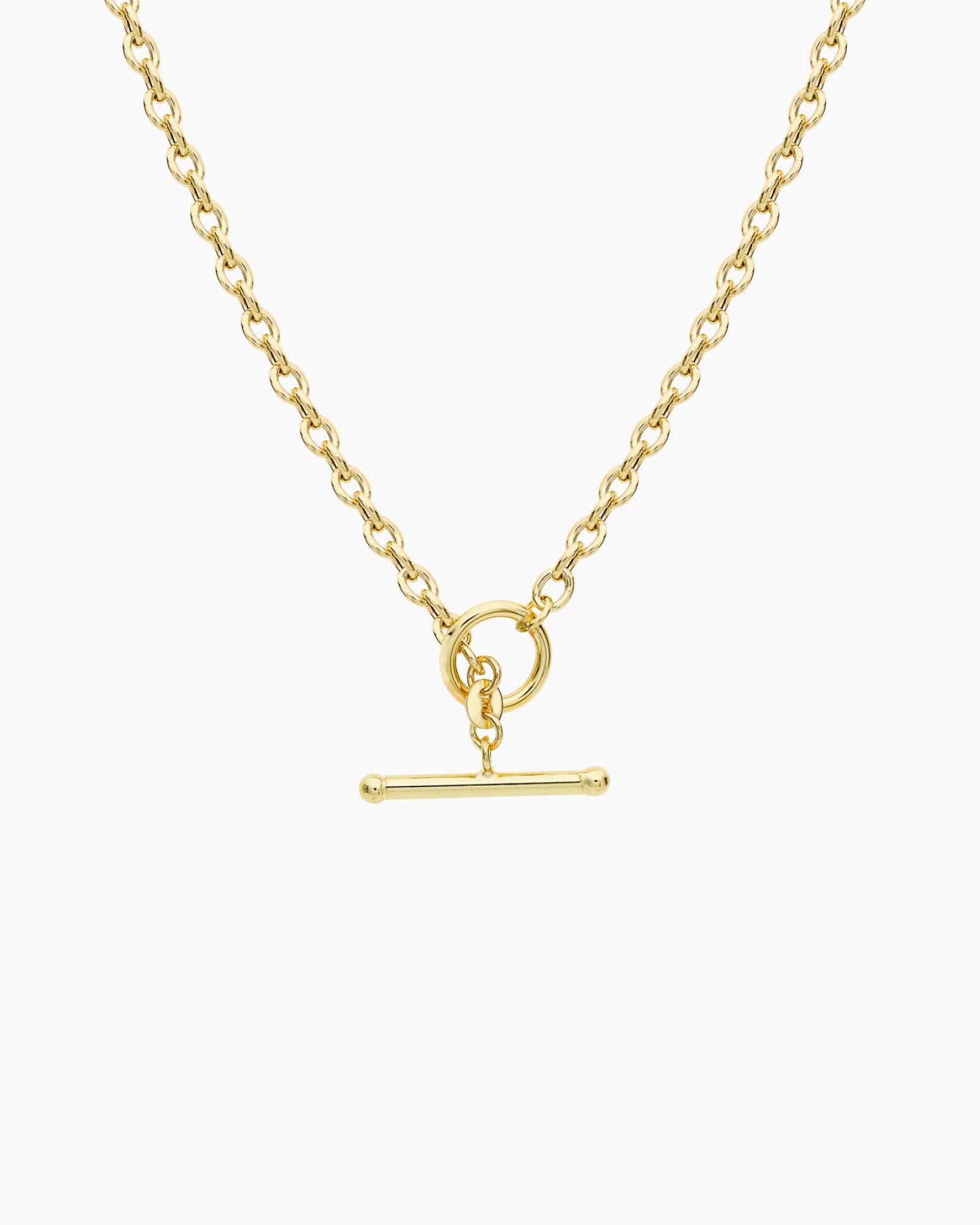 Glow 9K Gold Oval Belcher T-Bar Necklace 45cm
