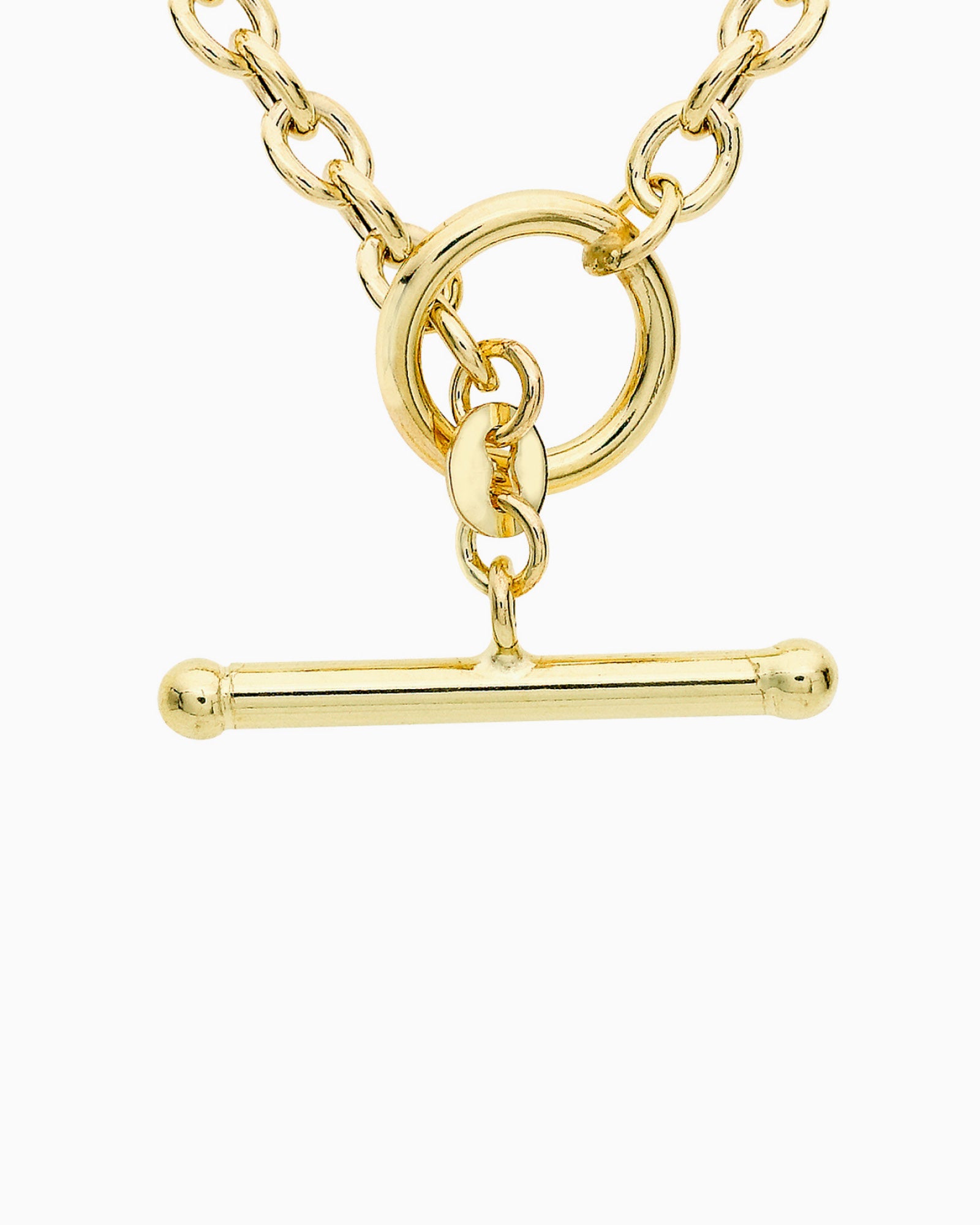 Glow 9K Gold Oval Belcher T-Bar Necklace 45cm