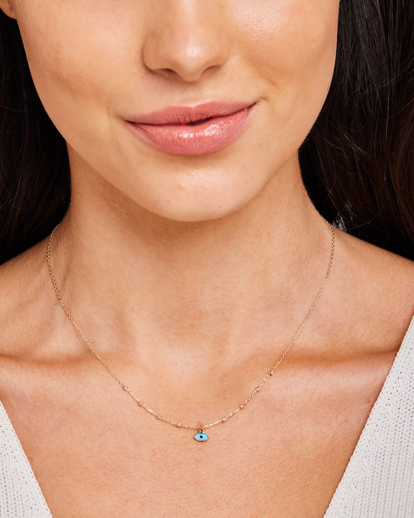 Essentials 9K Gold Evil Eye Ball Necklace