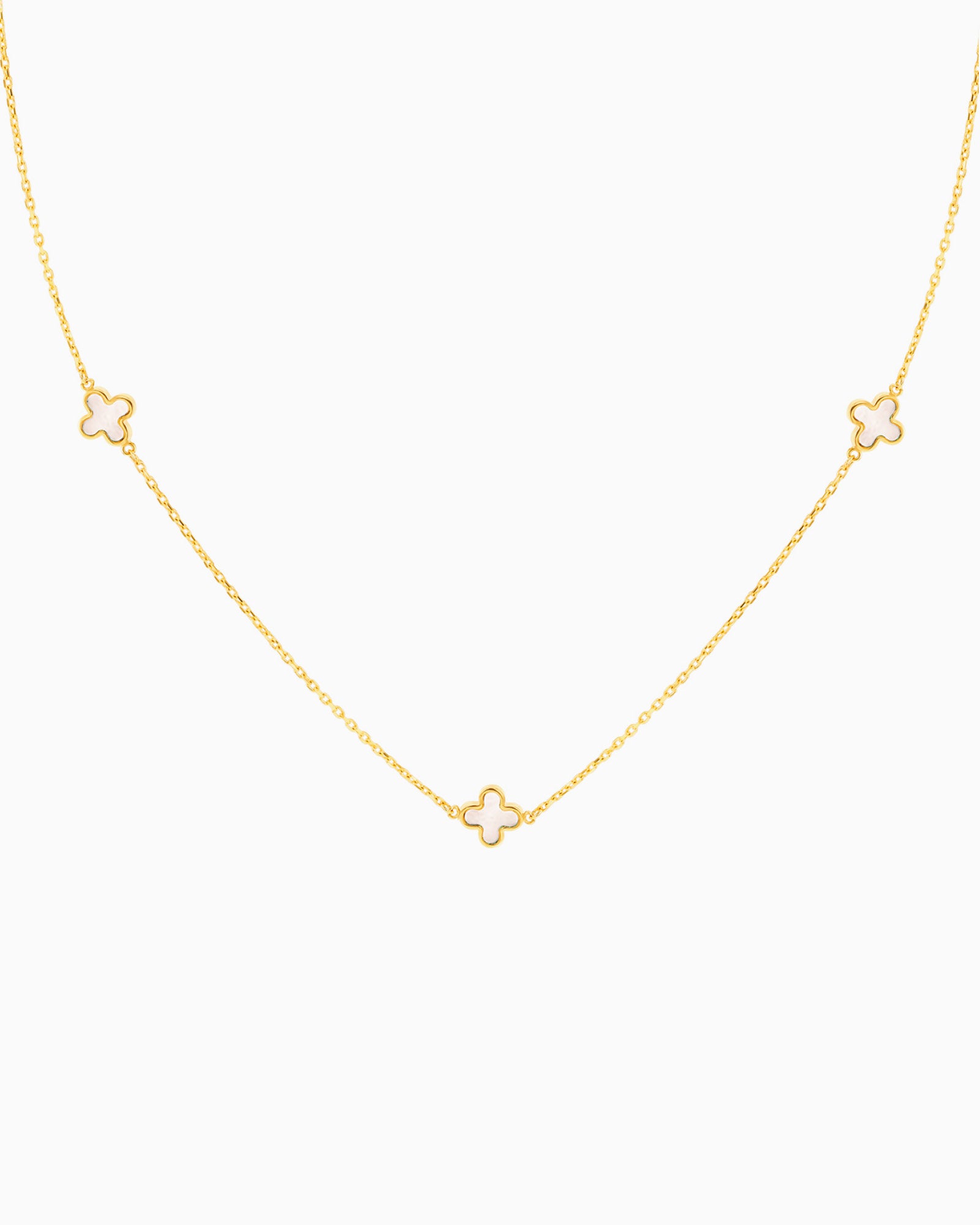 Alina 9K Gold Mother of Pearl Petal Necklace