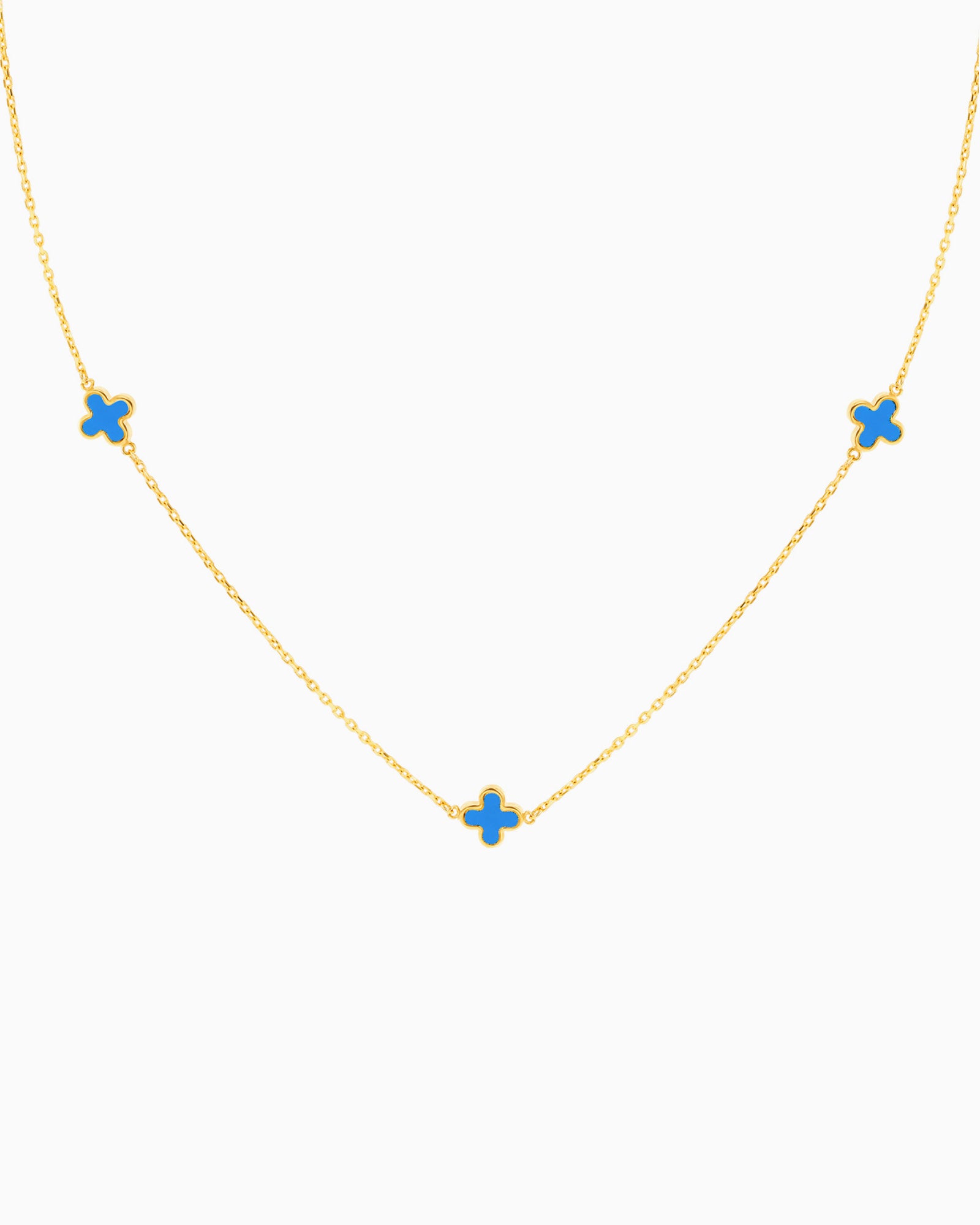 Alina 9K Gold Turquoise Petal Necklace