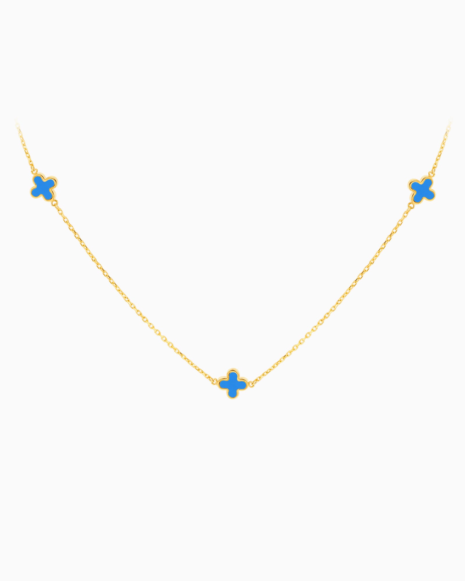Alina 9K Gold Turquoise Petal Necklace