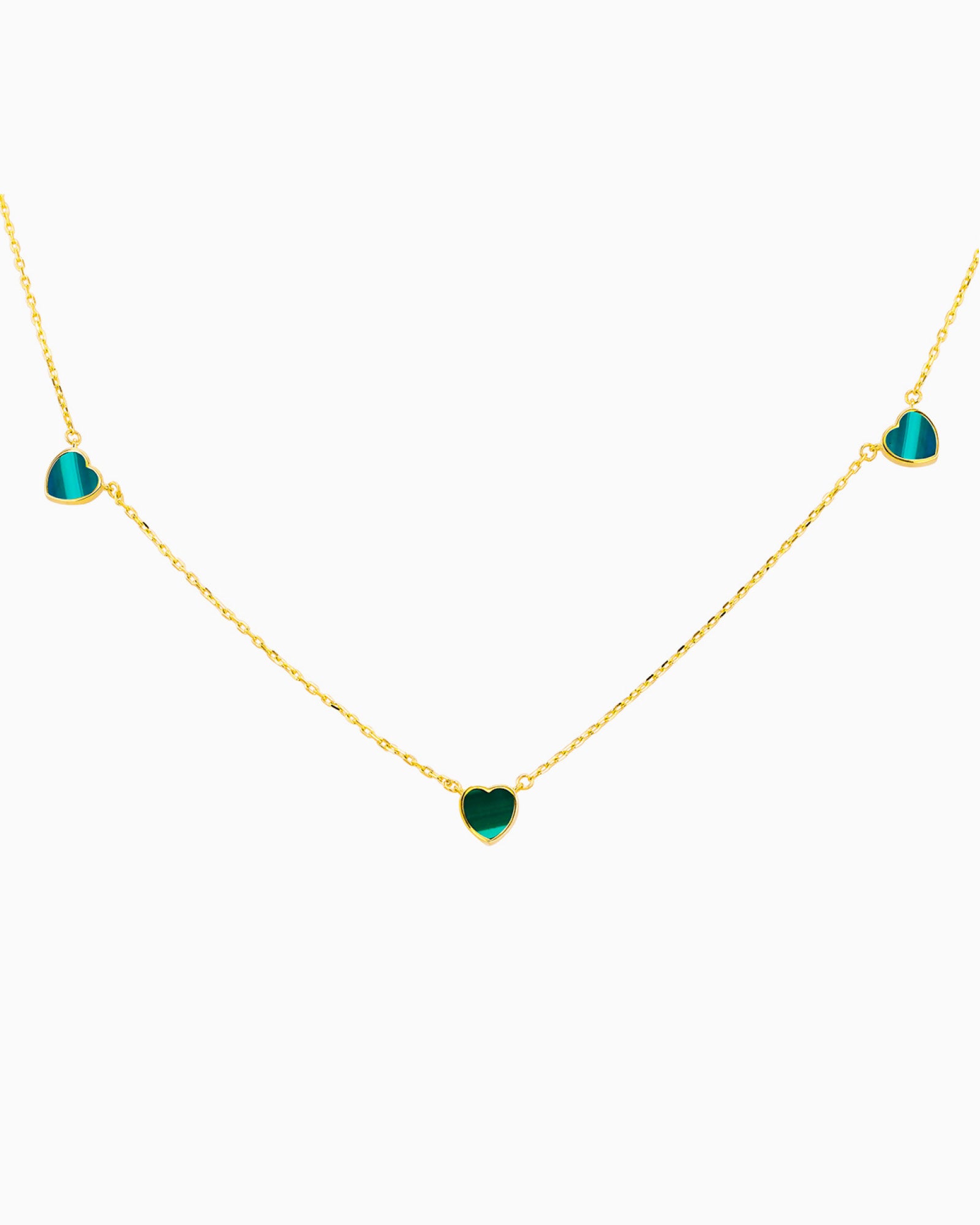 Linea 9K Gold Malachite Heart Necklace