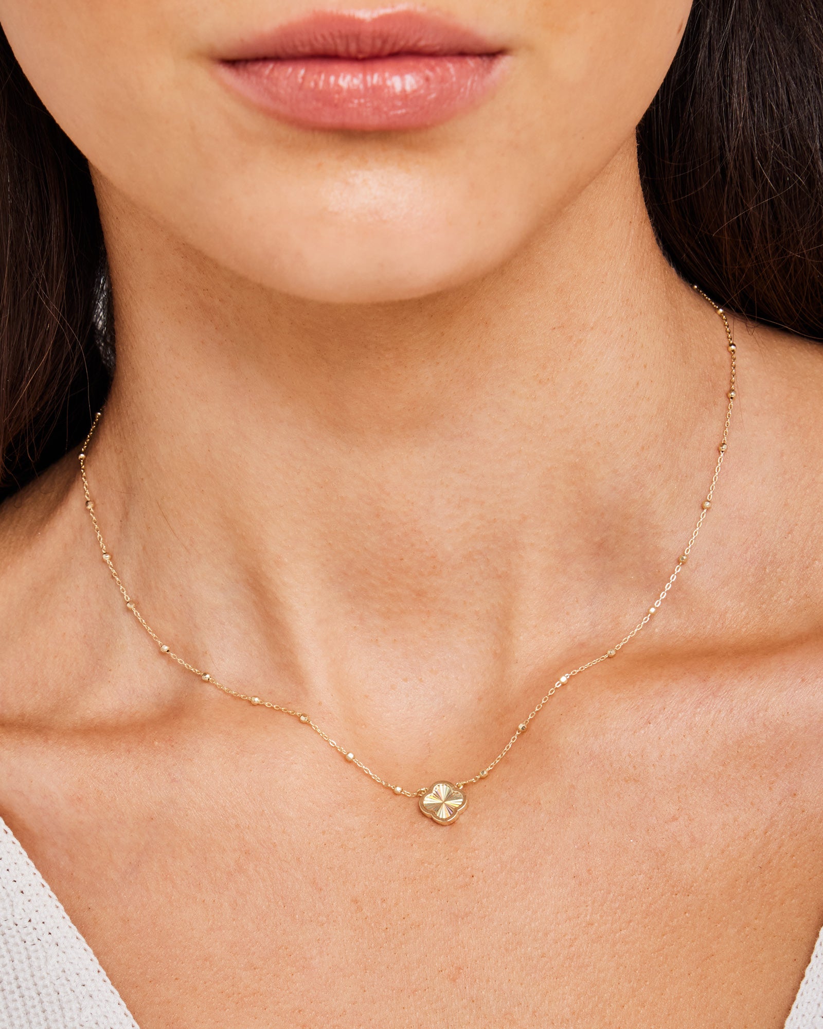 Essentials 9K Gold Rainbow Petal Necklace