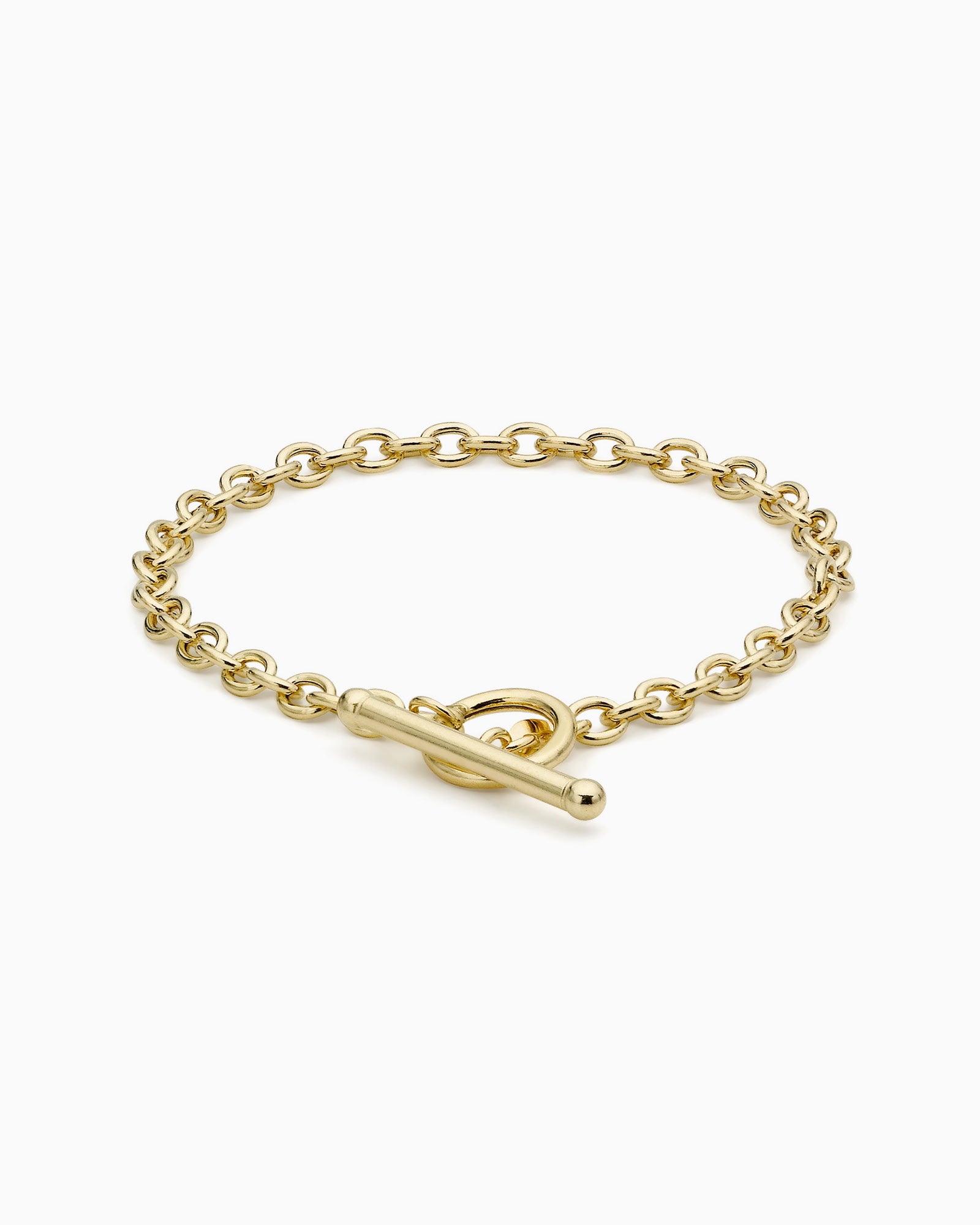 Glow 9K Gold Oval Belcher T-Bar Bracelet 19cm
