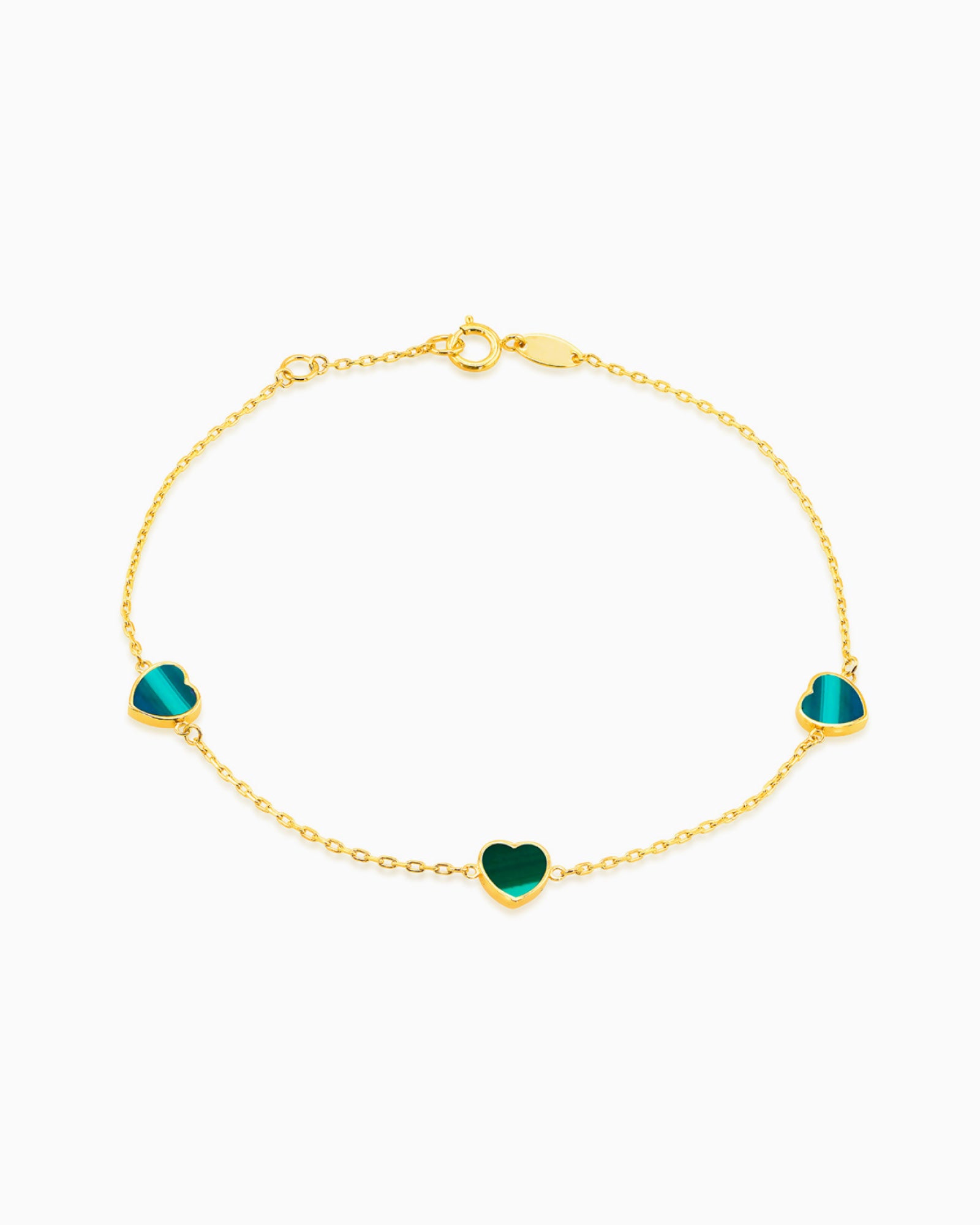 Linea 9K Gold Malachite Heart Bracelet