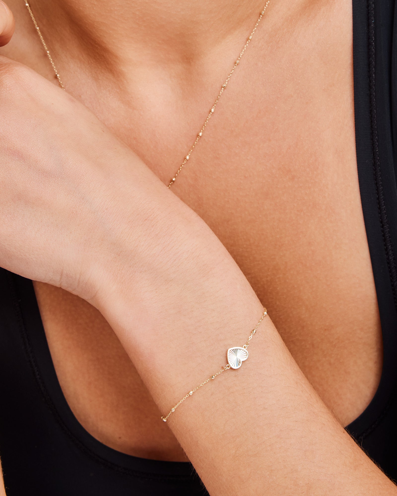 Linea 9K Gold Rainbow Heart Bracelet