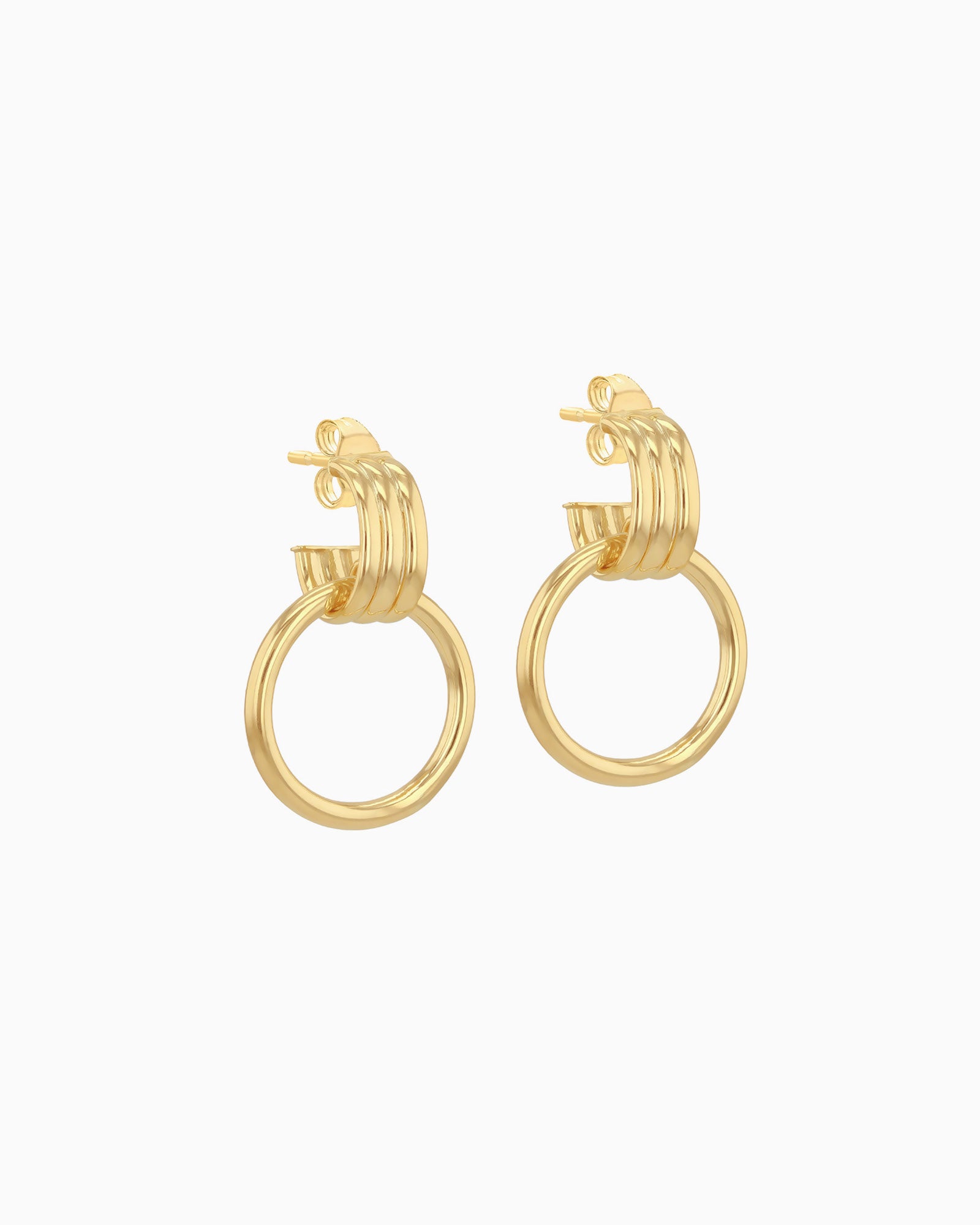 Glow 9K Gold Circle Drop Stud Earrings — Zoe Olivia