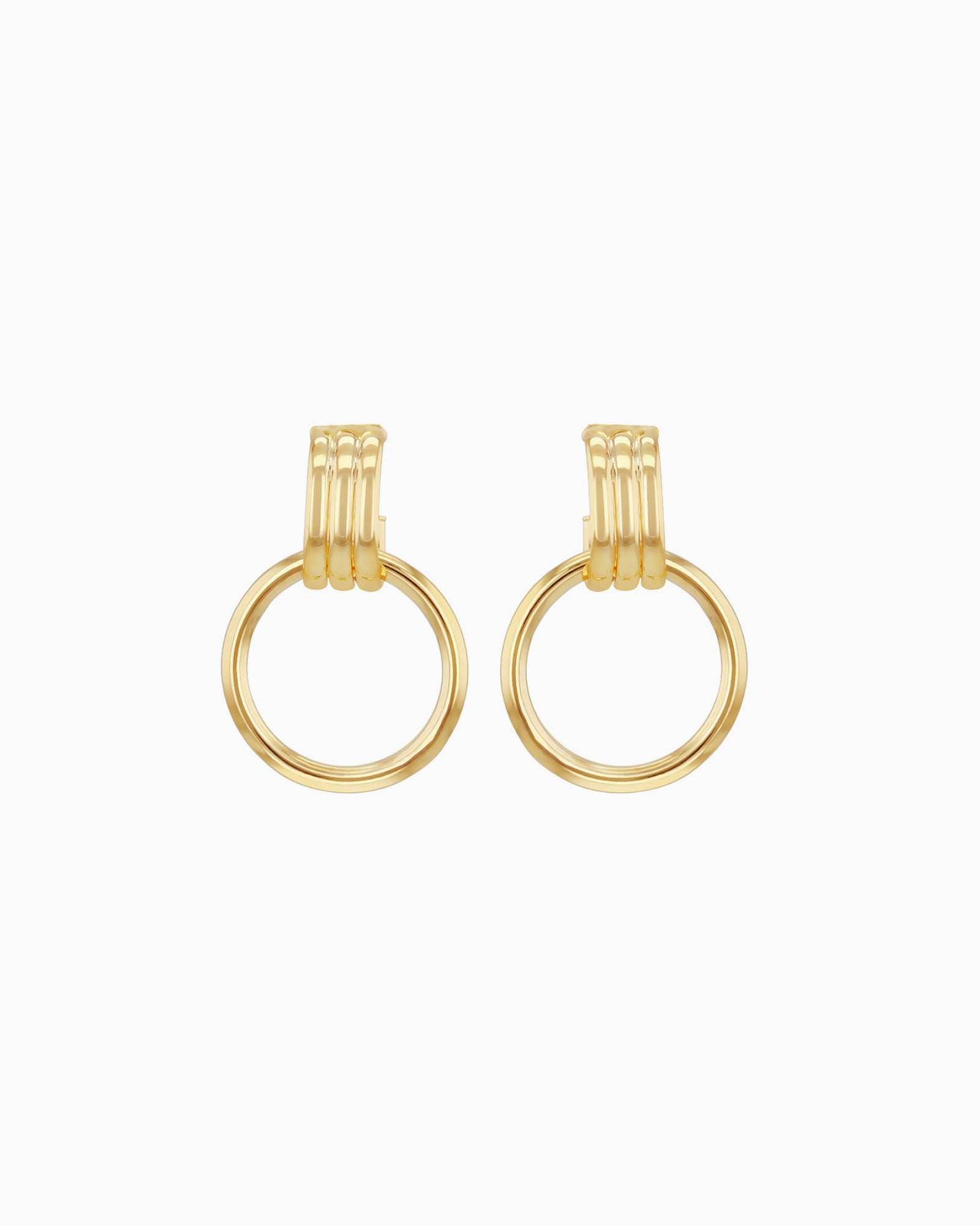 Glow 9K Gold Circle Drop Stud Earrings, alternate view — Zoe Olivia