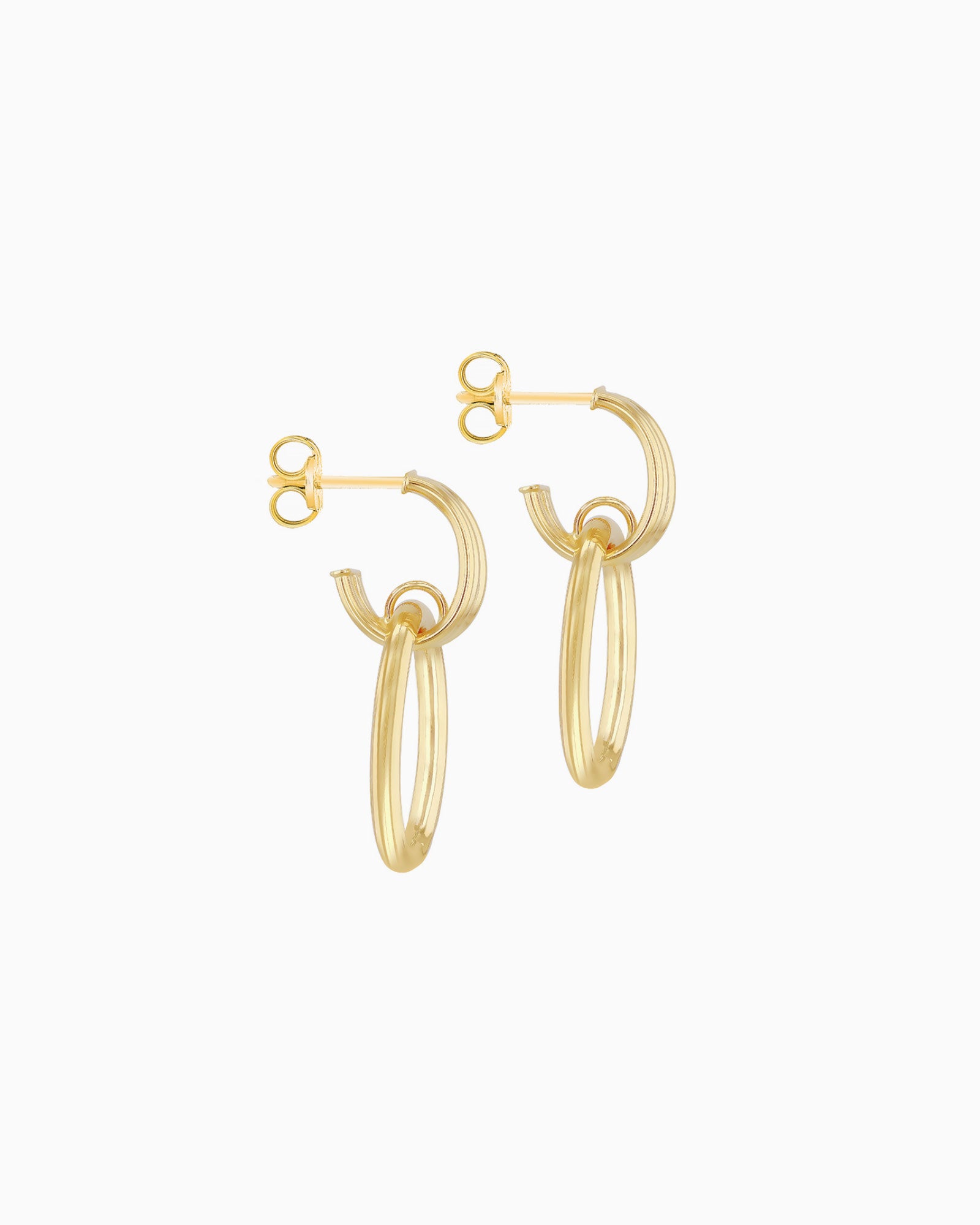 Glow 9K Gold Circle Drop Stud Earrings, side view — Zoe Olivia