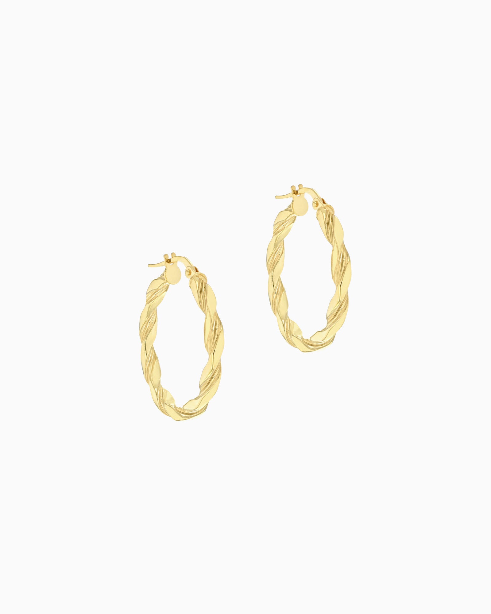 Essentials 9K Gold Flat Twist 25mm Hoop Earrings