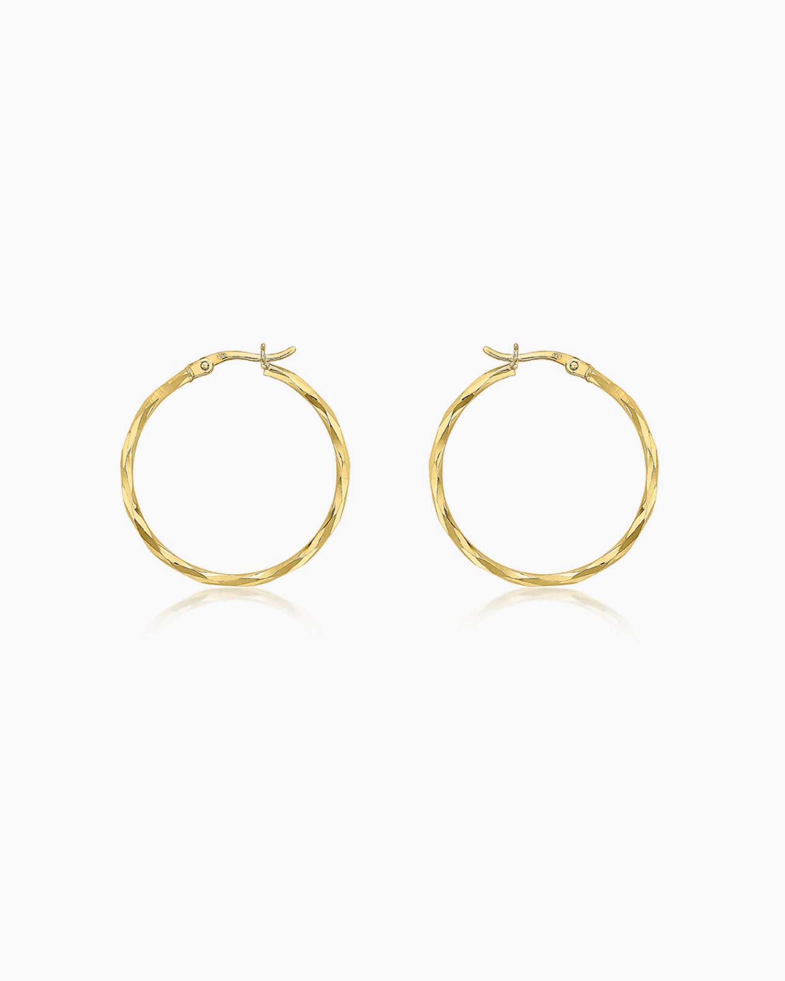 Essentials 9K Gold 28mm Diamond Cut Hoop Earrings