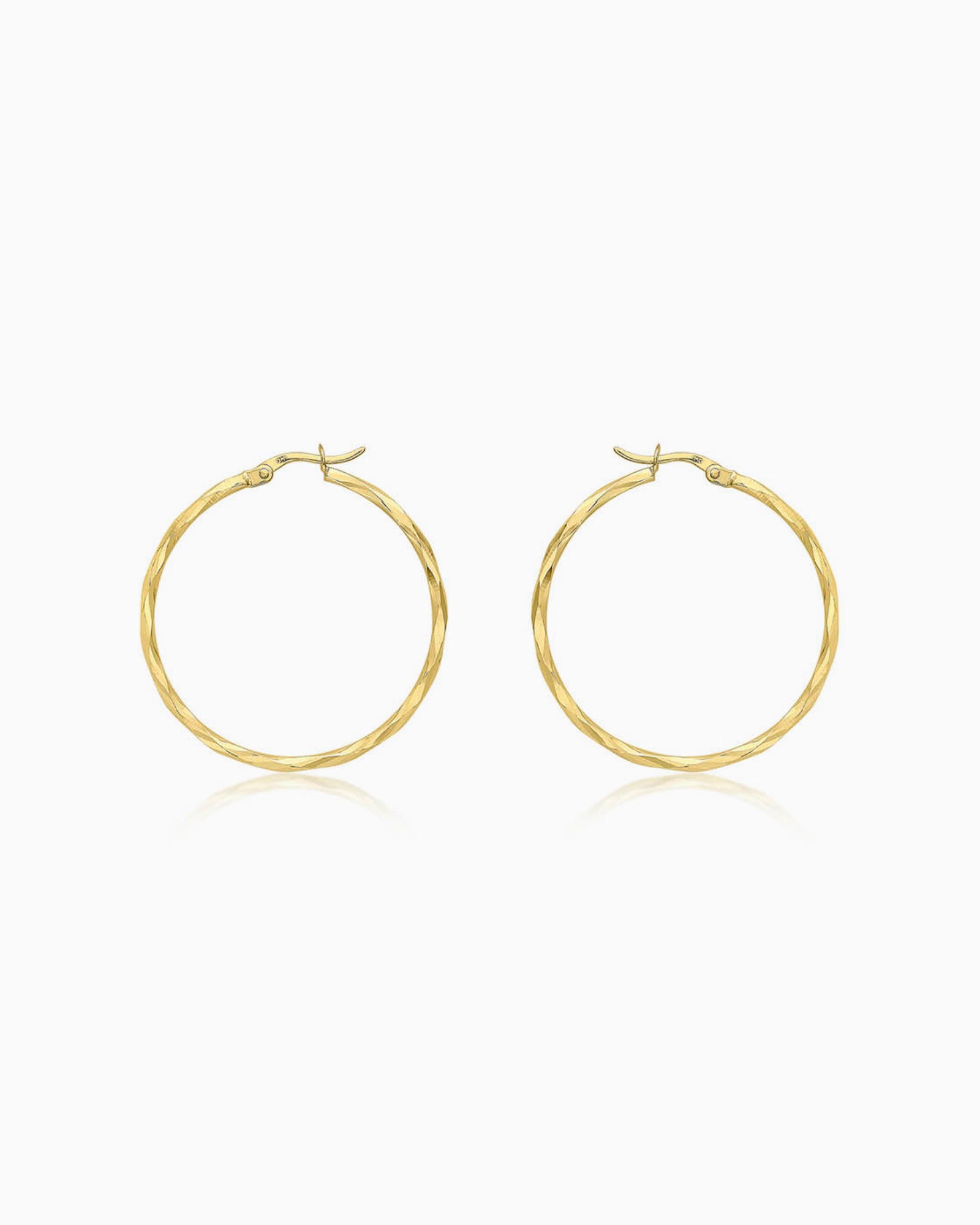 Essentials 9K Gold 33mm Diamond Cut Hoop Earrings