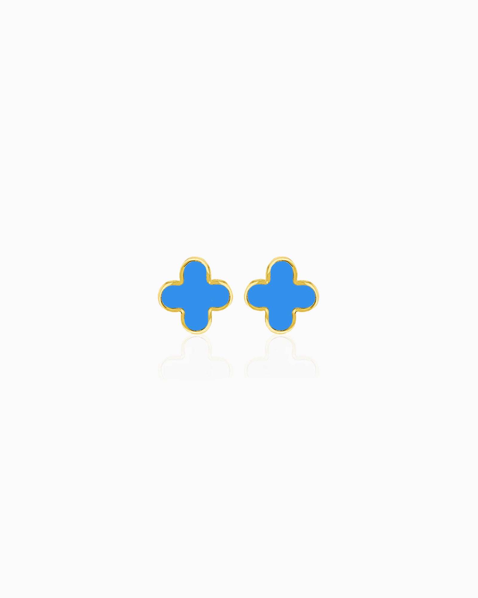 Linea 9K Gold Turquoise Petal Stud Earrings