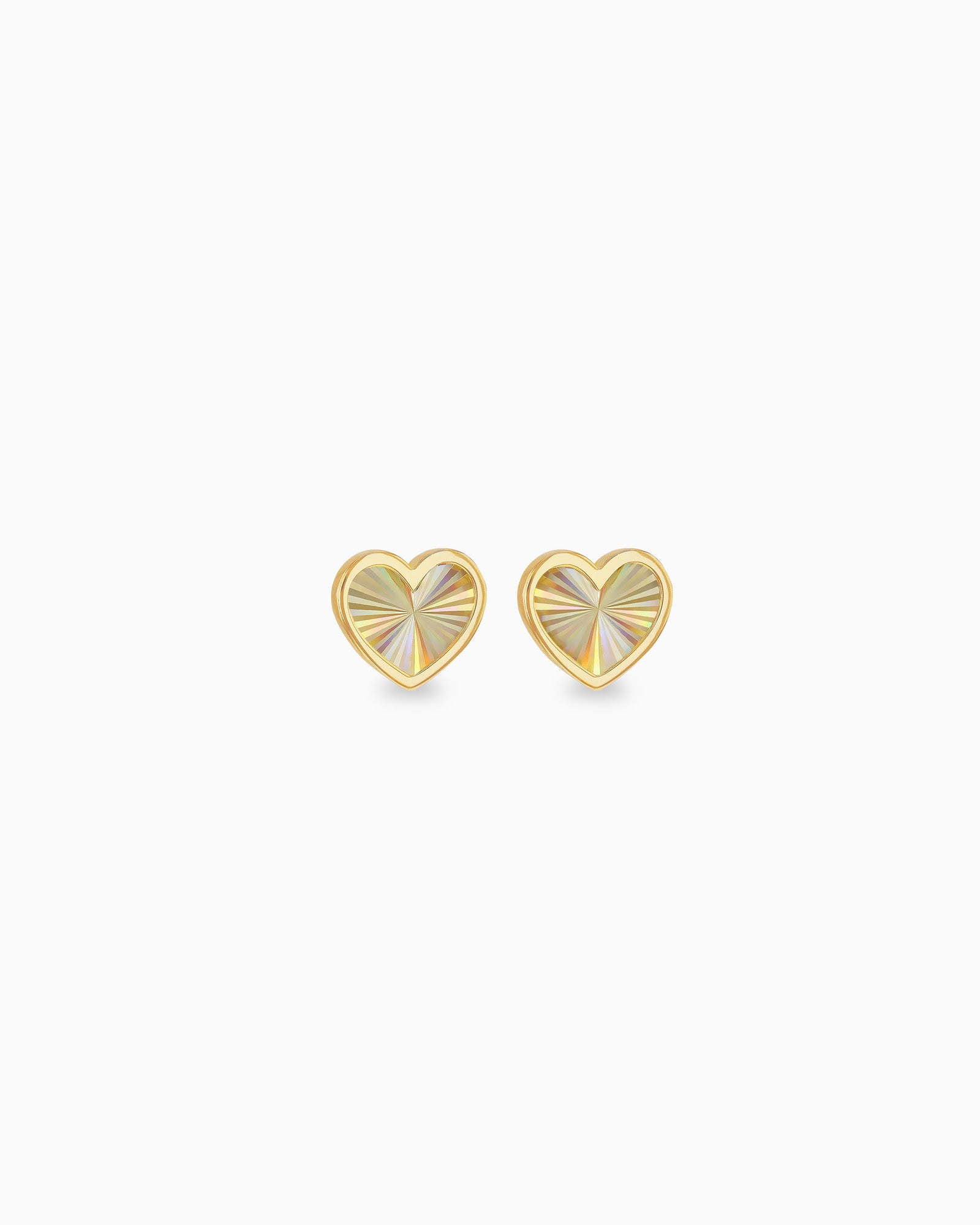 Linea 9K Gold Rainbow Heart Stud Earrings