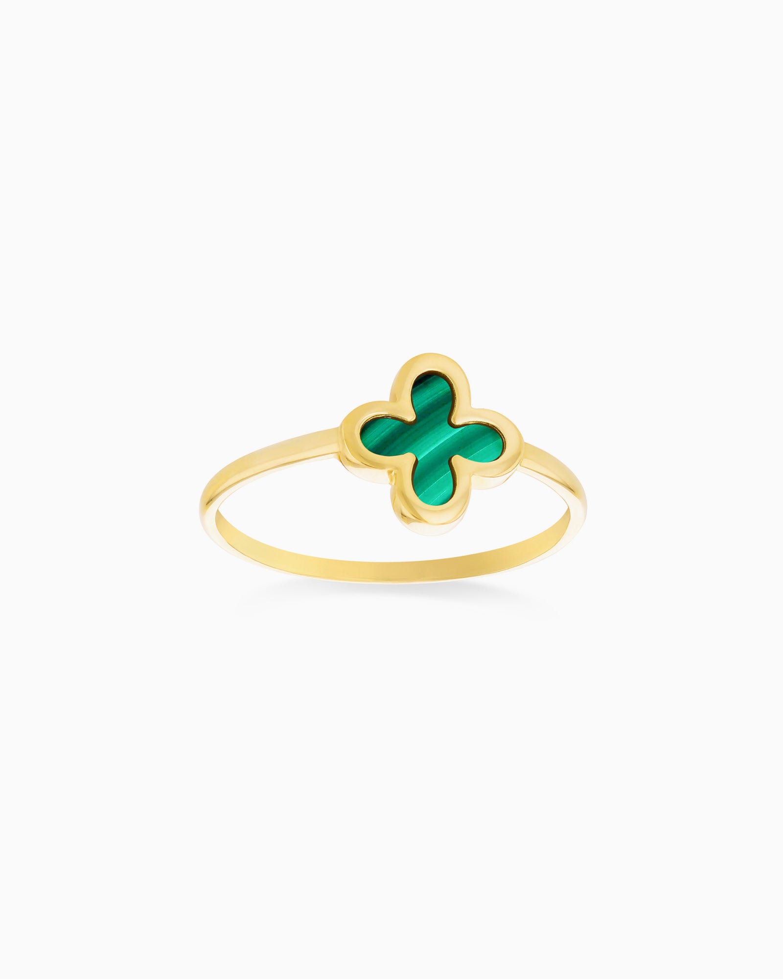 Alina 9K Gold Malachite Petal Ring