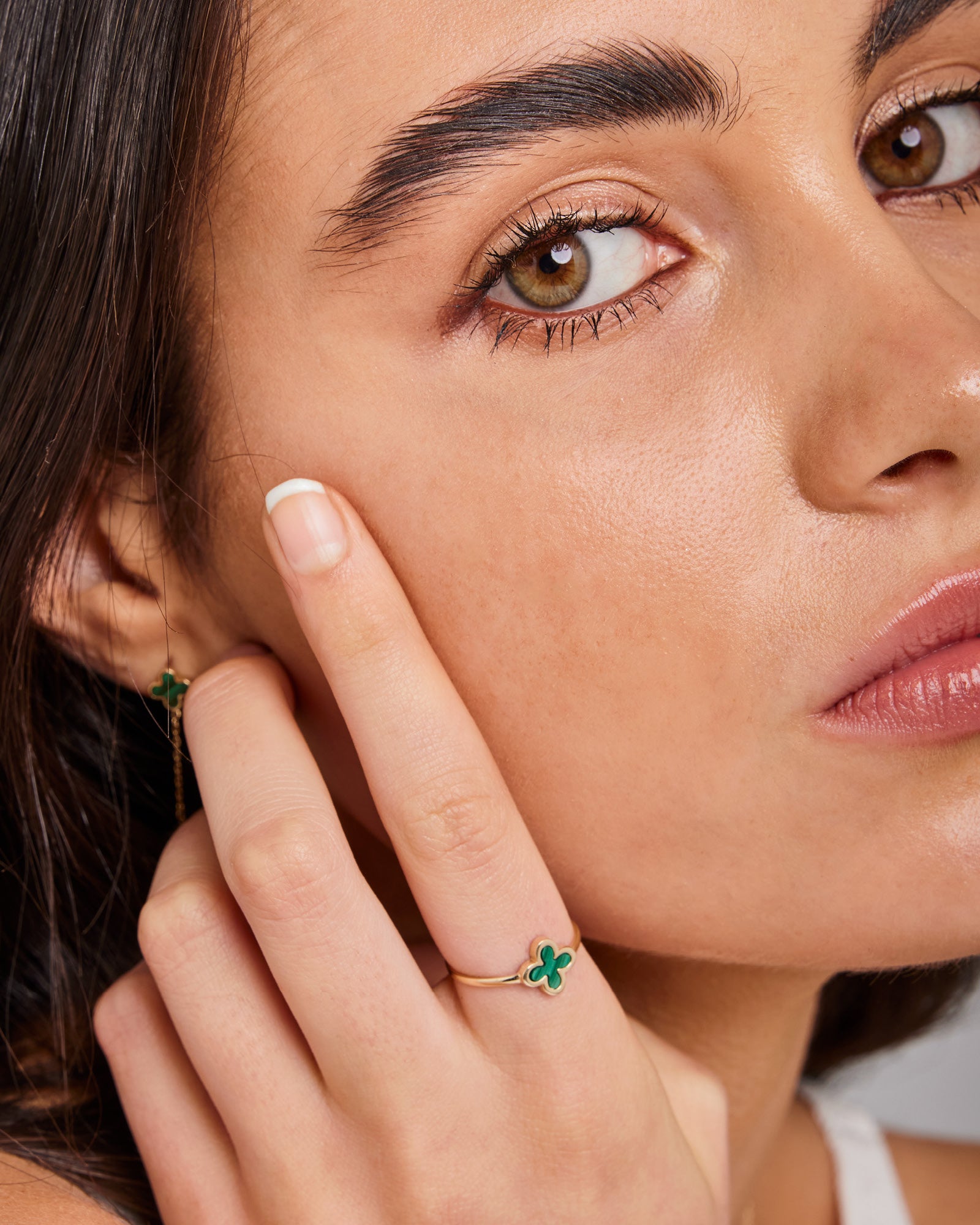 Alina 9K Gold Malachite Petal Ring