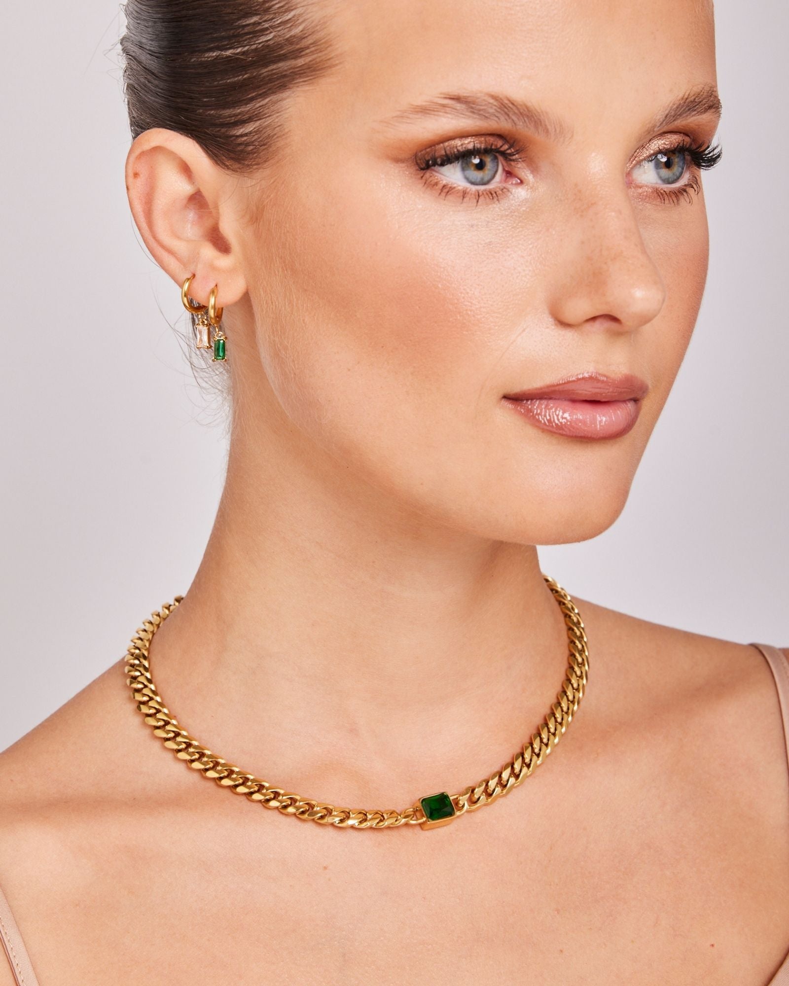 Aurora Cubic Zirconia Curb Link Necklace