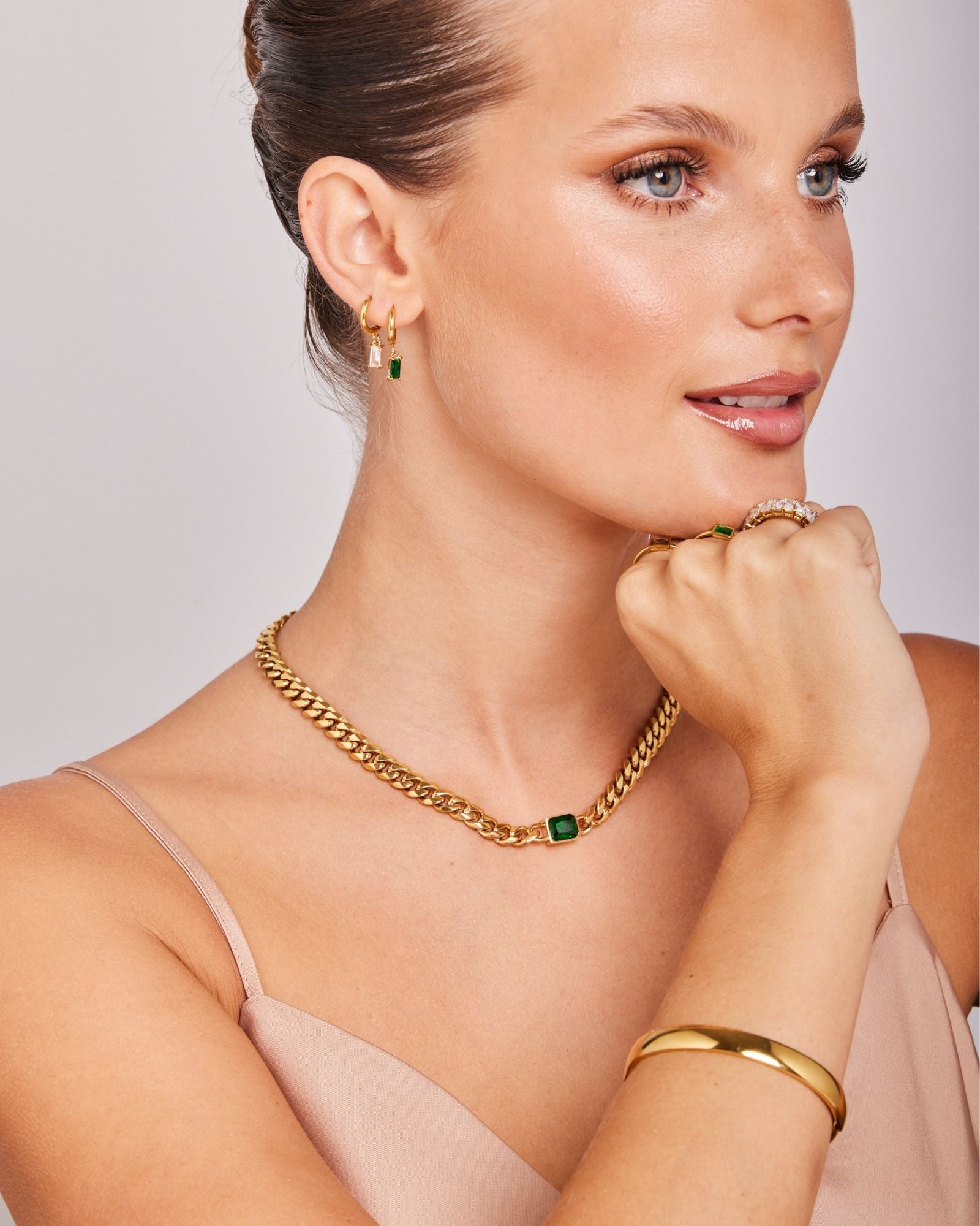Aurora Gold Link Necklace & Earrings Set