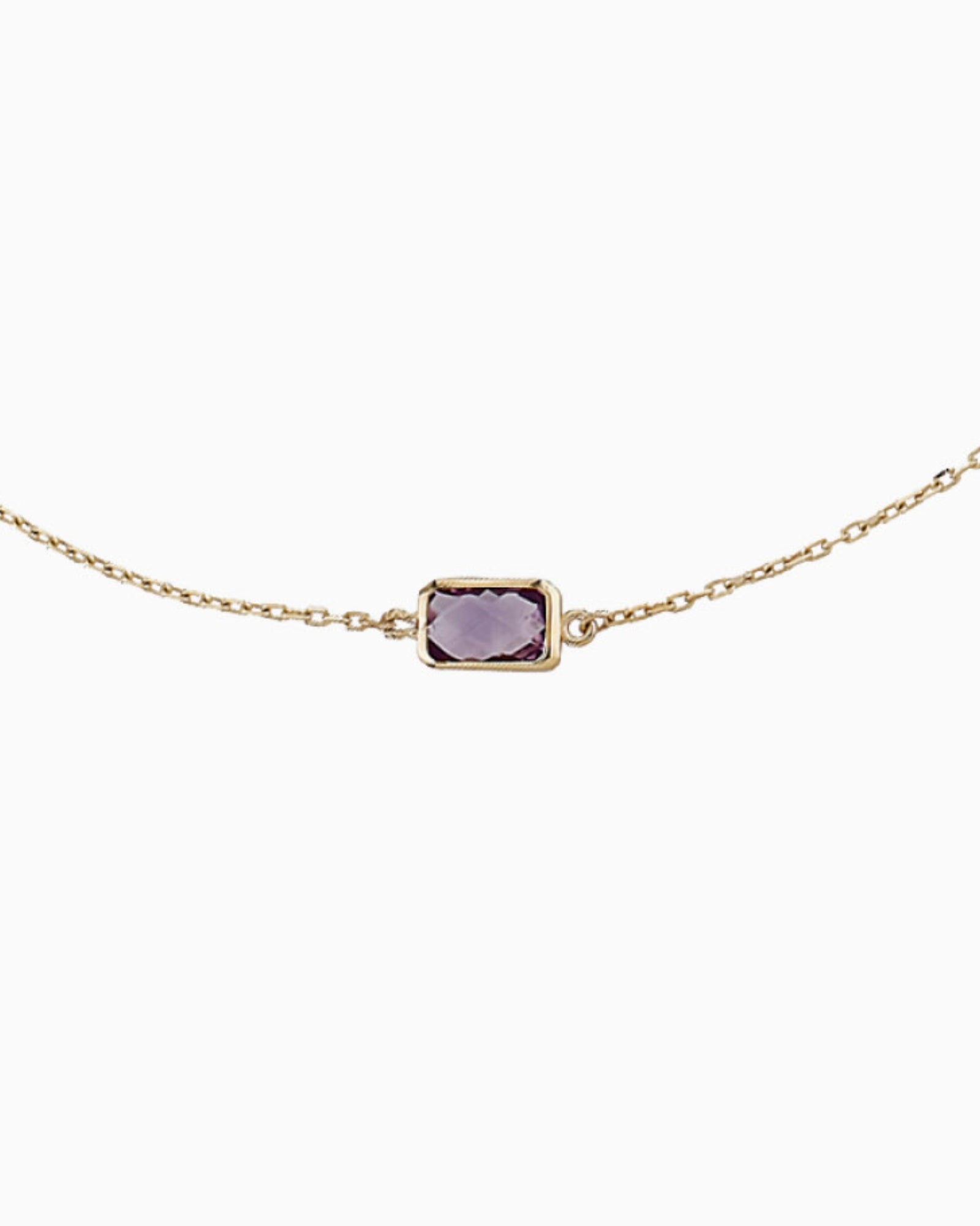 Essentials 9K Gold Faceted Amethyst Necklace