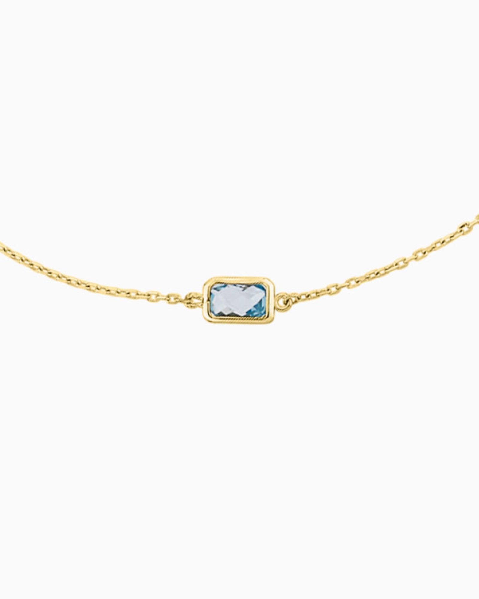 Essentials 9K Gold Faceted Sky Blue Topaz Necklace