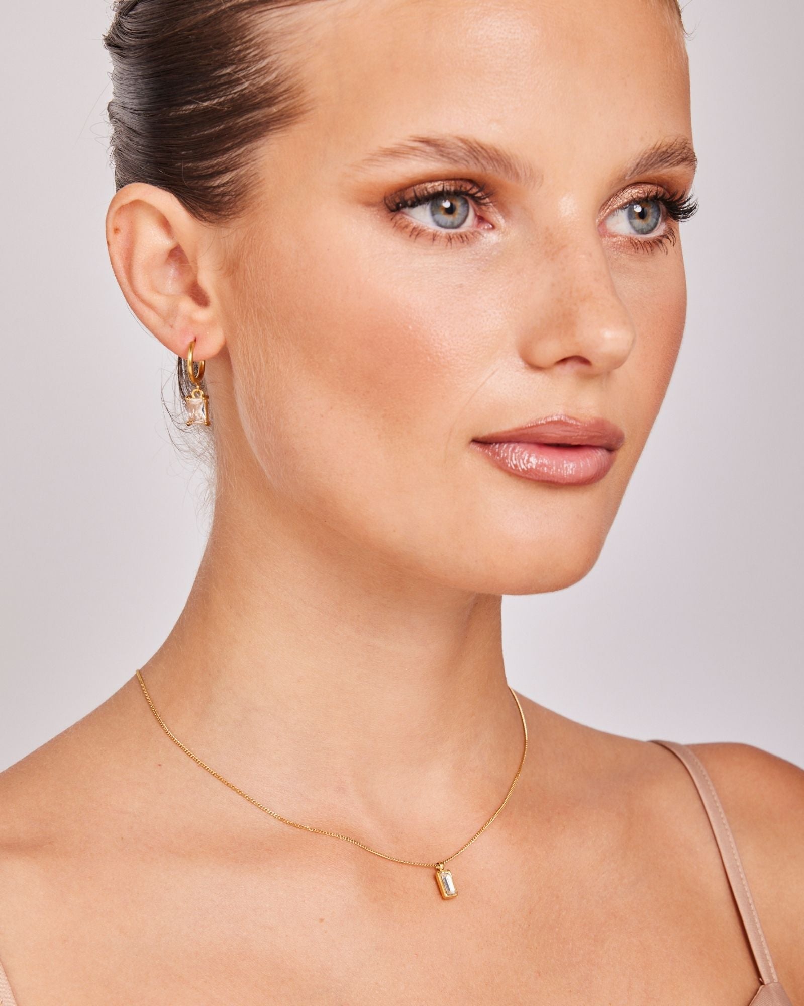 Aurora Earrings & Essentials Bezel Set Pendant Necklace Set
