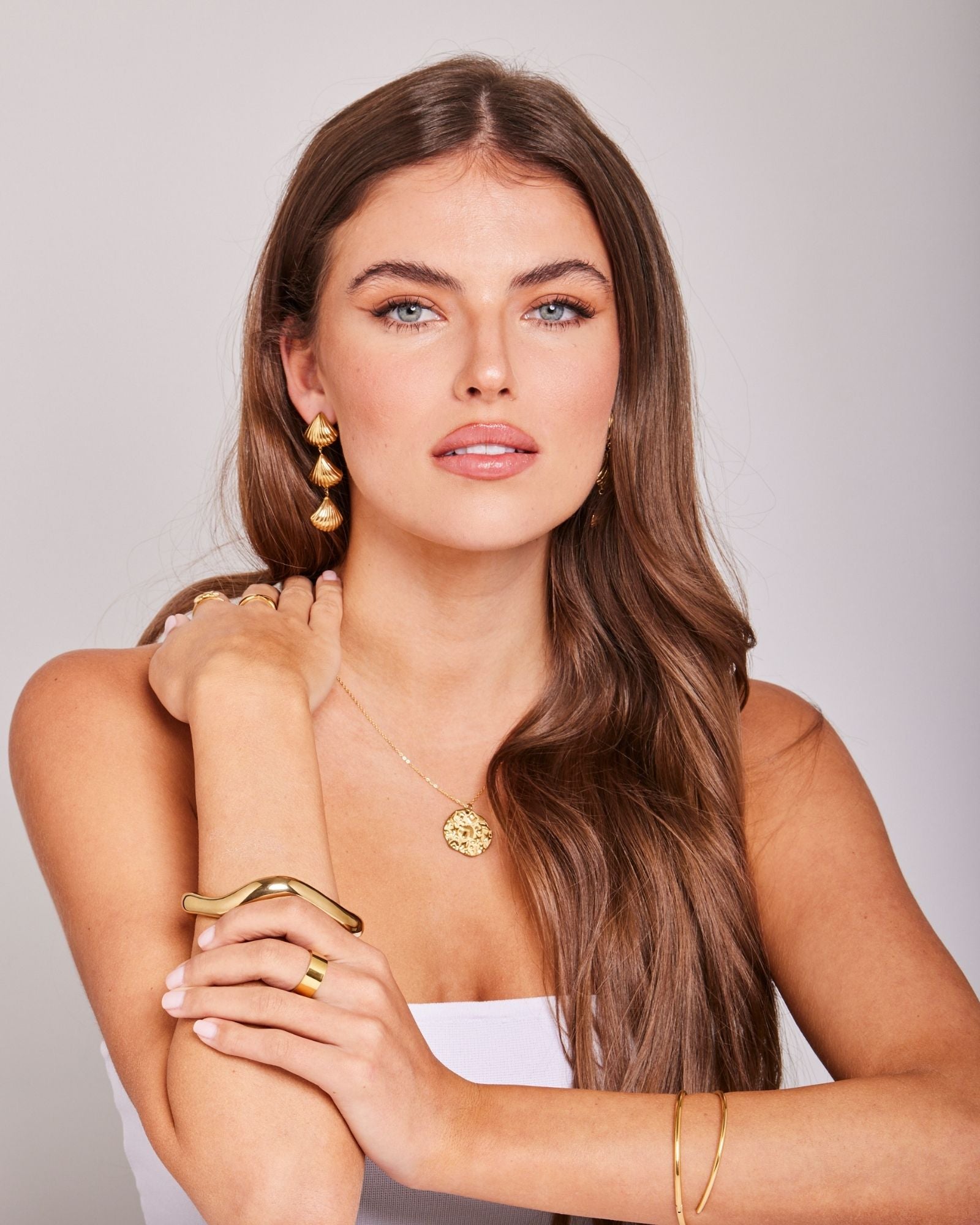 Drift Shell Drop Stud Earrings