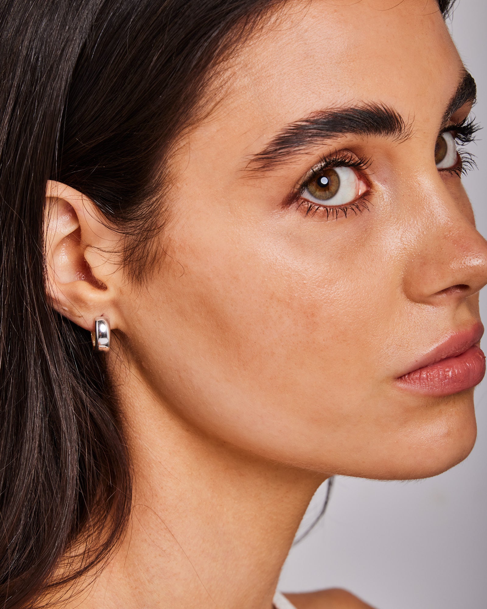 Essentials 9K Gold Two-Tone Wide Huggie Earrings