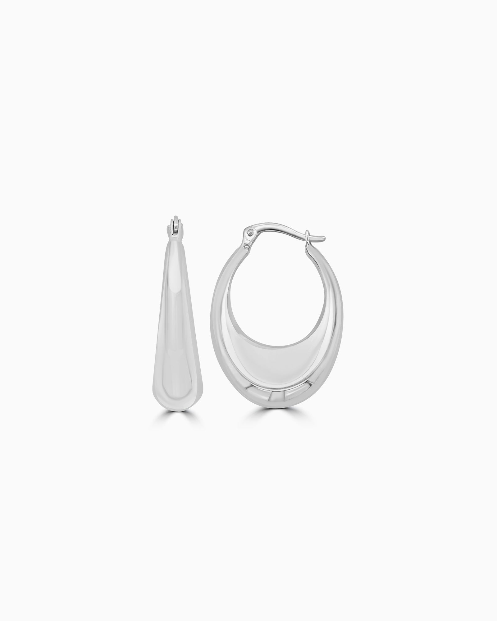 Essentials 9K White Gold Chunky Hoops