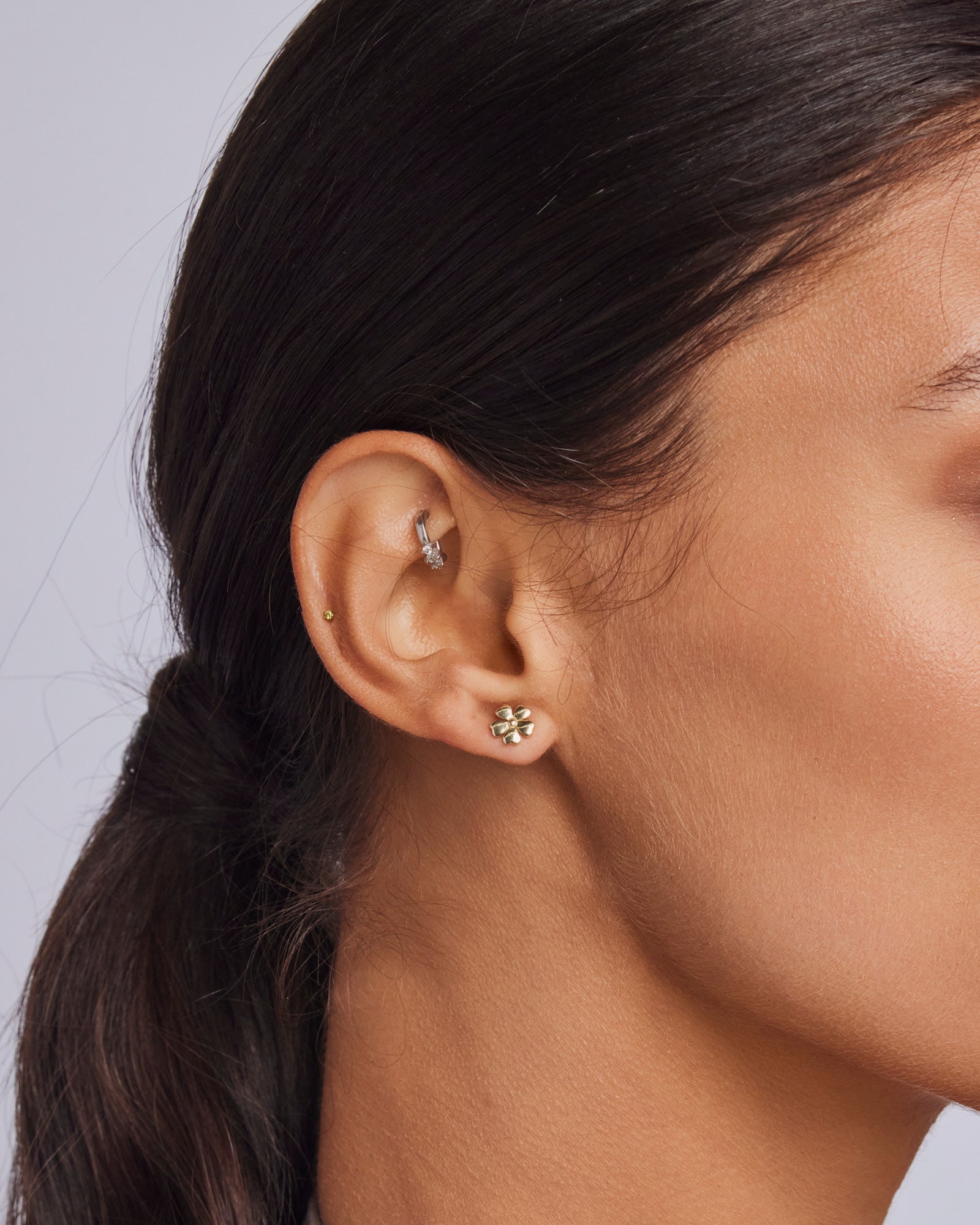 Alina 9K Gold Flower Stud Earrings