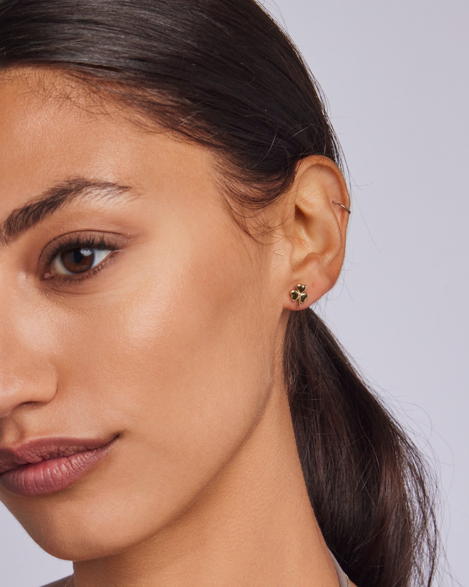 Memento 9K Gold 3 Leaf Clover Stud Earrings